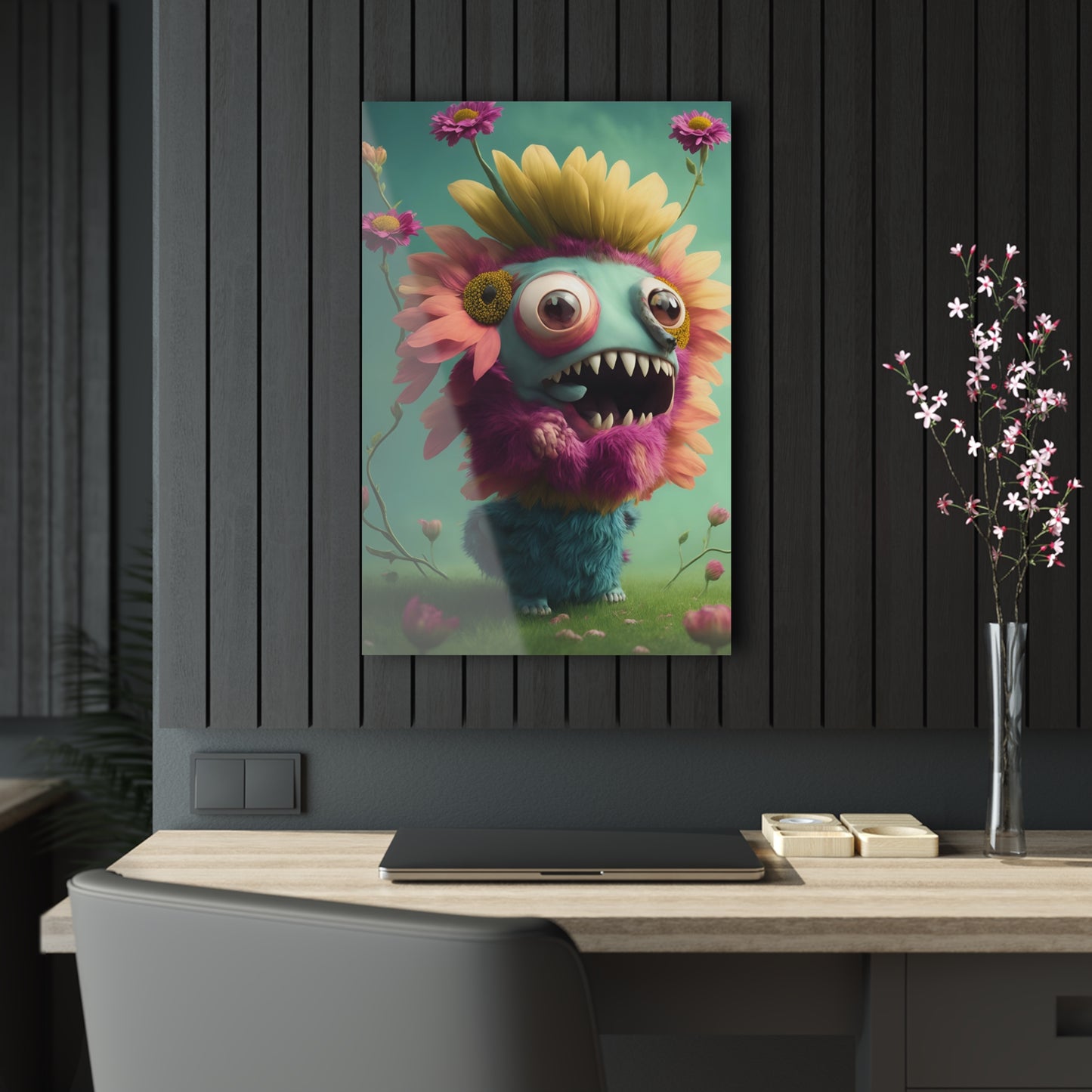 Monster Flower Art Panels for the kids room acrylic wall Art for the playroom or collectable monsters art 5/10