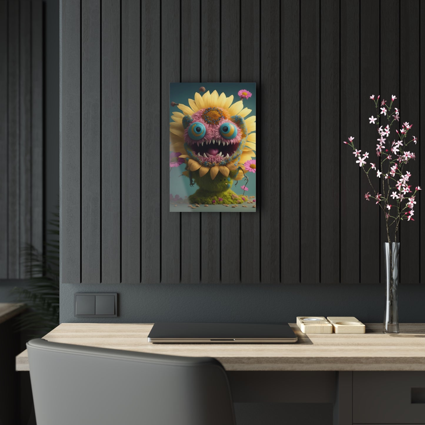 Monster Flower Art Panels for the kids room acrylic wall Art for the playroom or collectable monsters art 4/10