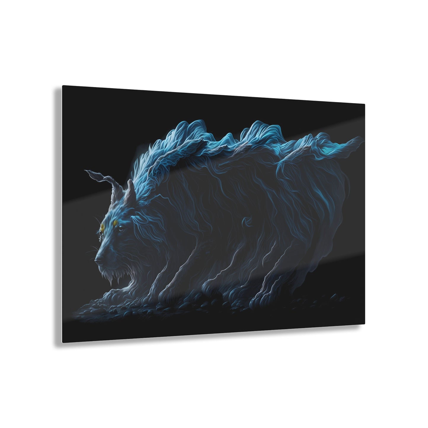 Blue Predators Acrylic Art Jet Black Collection Elegant wall art in the living room bedroom or dinig room office gift for wolf lovers v3