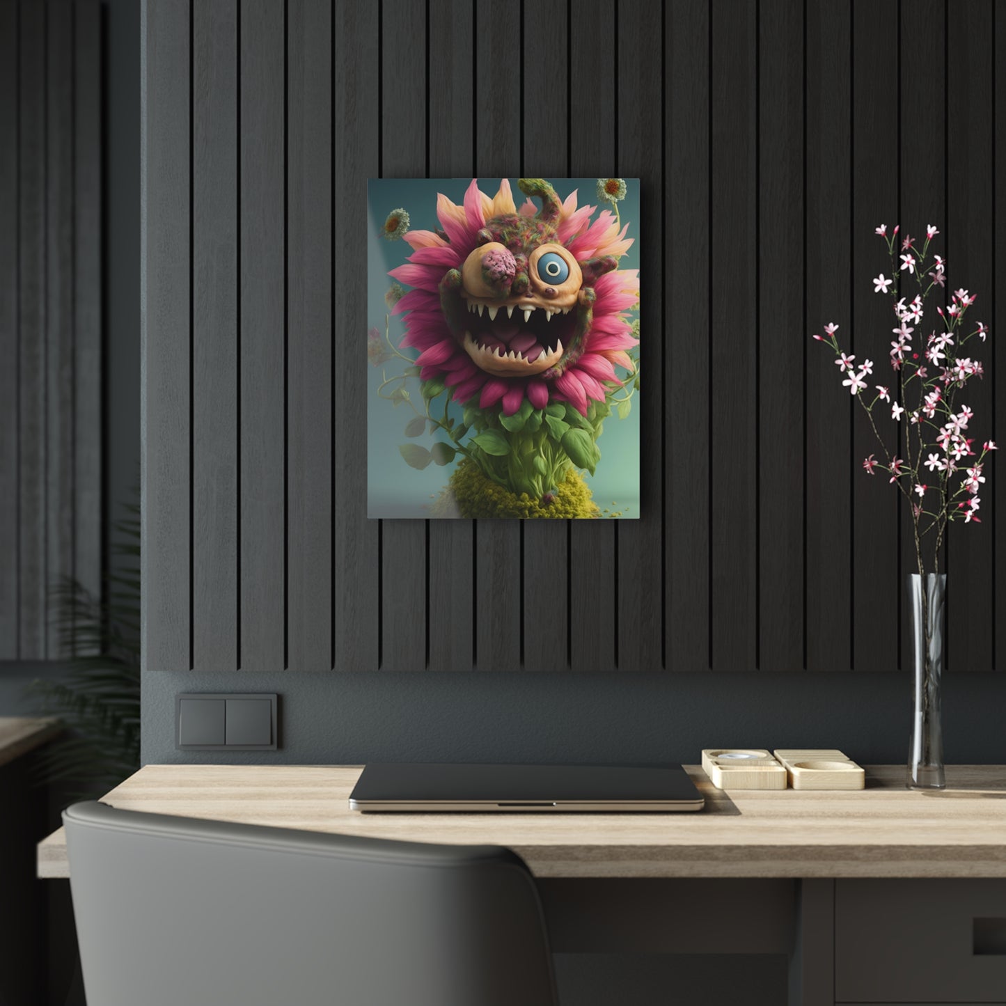 Monster Flower Art Panels for the kids room acrylic wall Art for the playroom or collectable monsters art 7/10