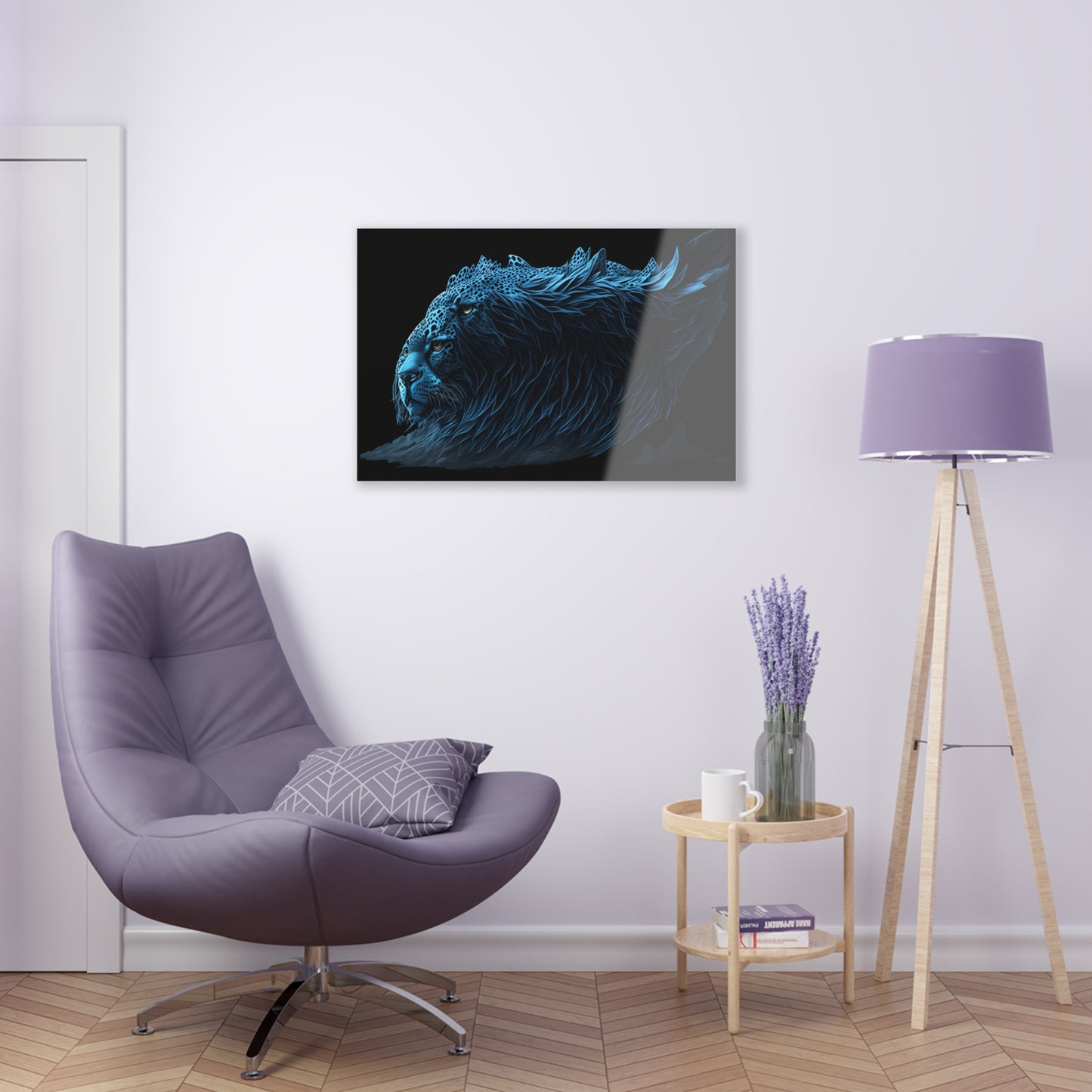 Blue Predators Acrylic Art Jet Black Collection Elegant wall art in the living room bedroom or dinig room office gift for animal lovers v1