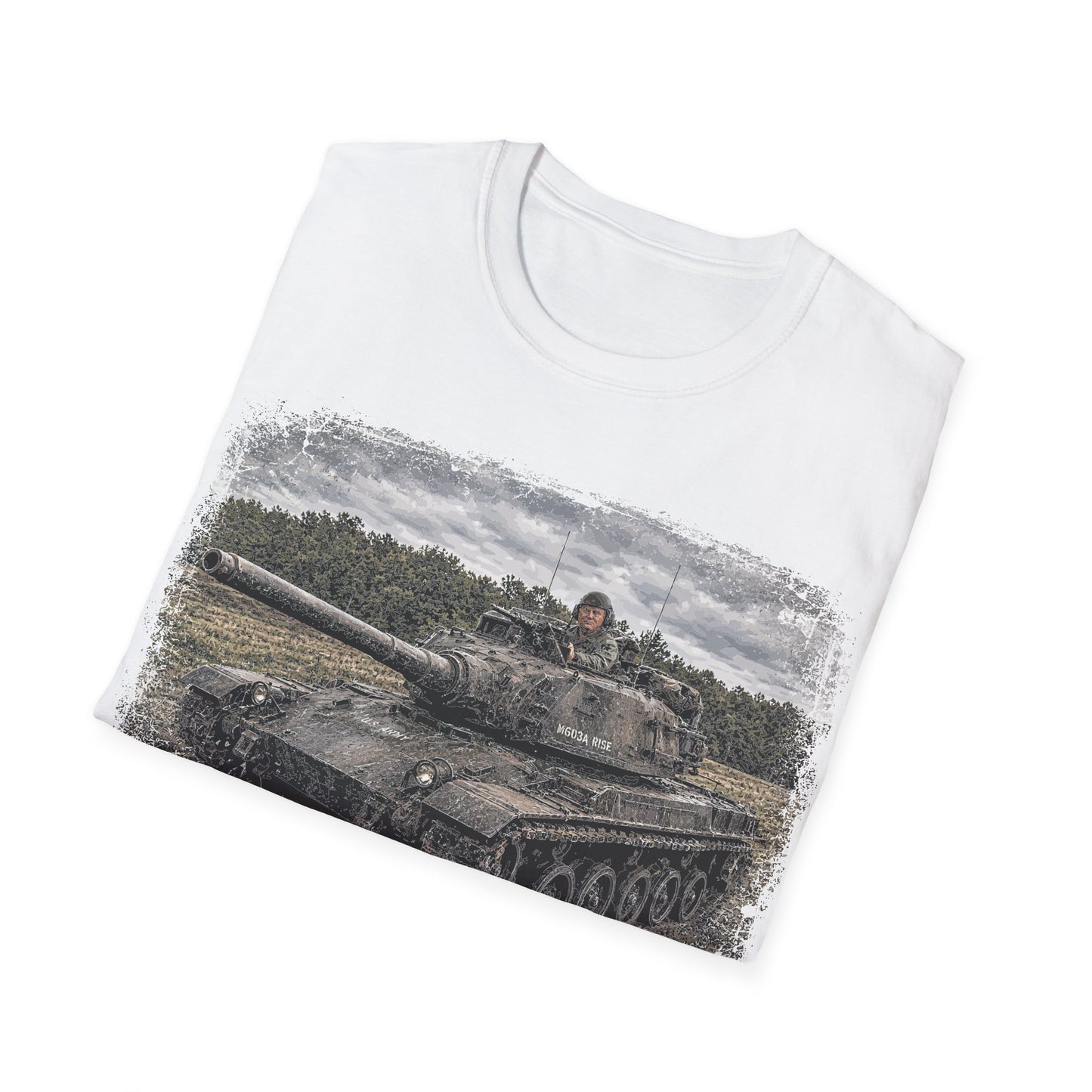 Tank Illustration T-Shirt — Vintage Battle Tank Graphic Tee for Military Enthusiasts