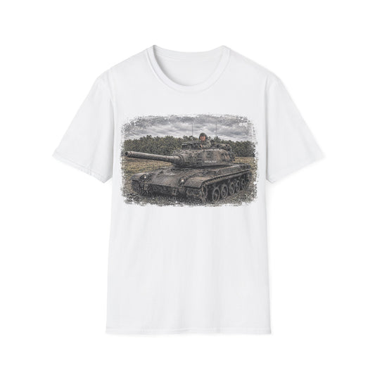 Tank Illustration T-Shirt — Vintage Battle Tank Graphic Tee for Military Enthusiasts