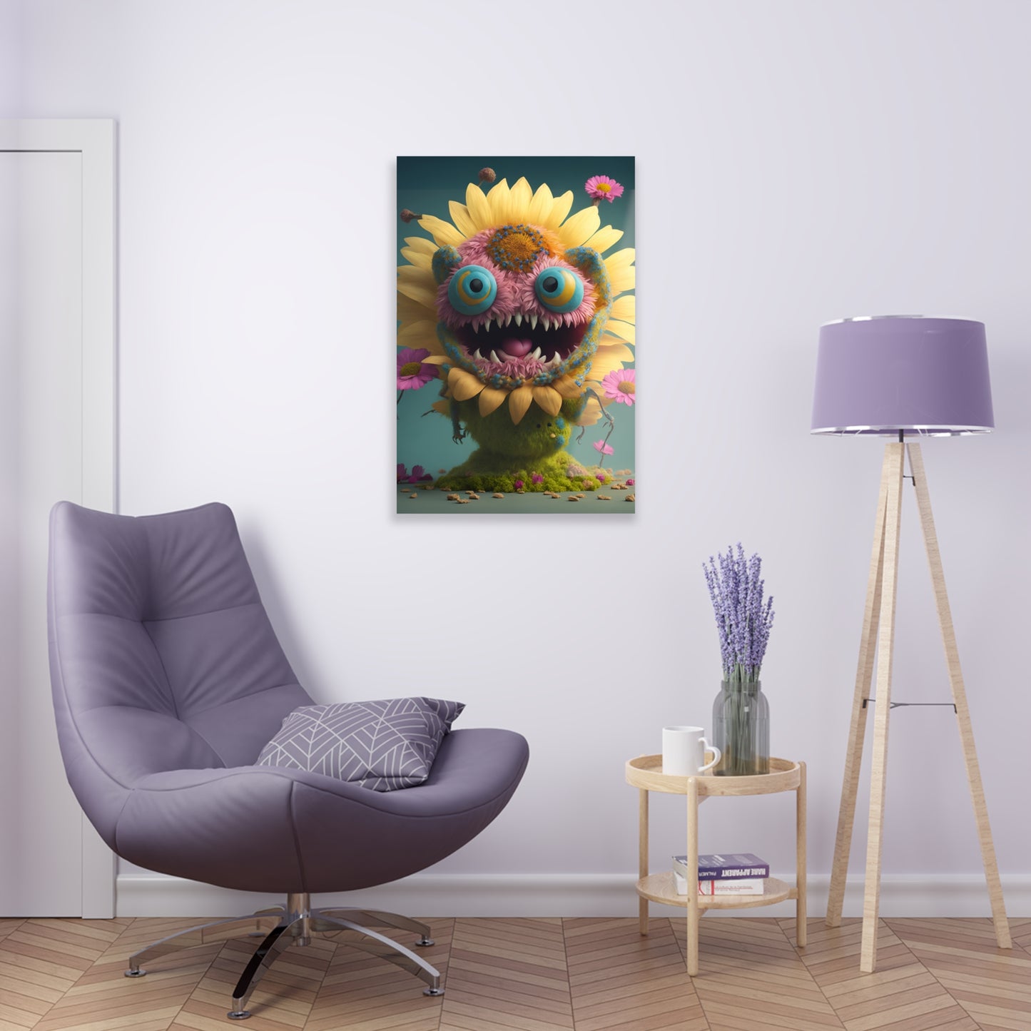 Monster Flower Art Panels for the kids room acrylic wall Art for the playroom or collectable monsters art 4/10