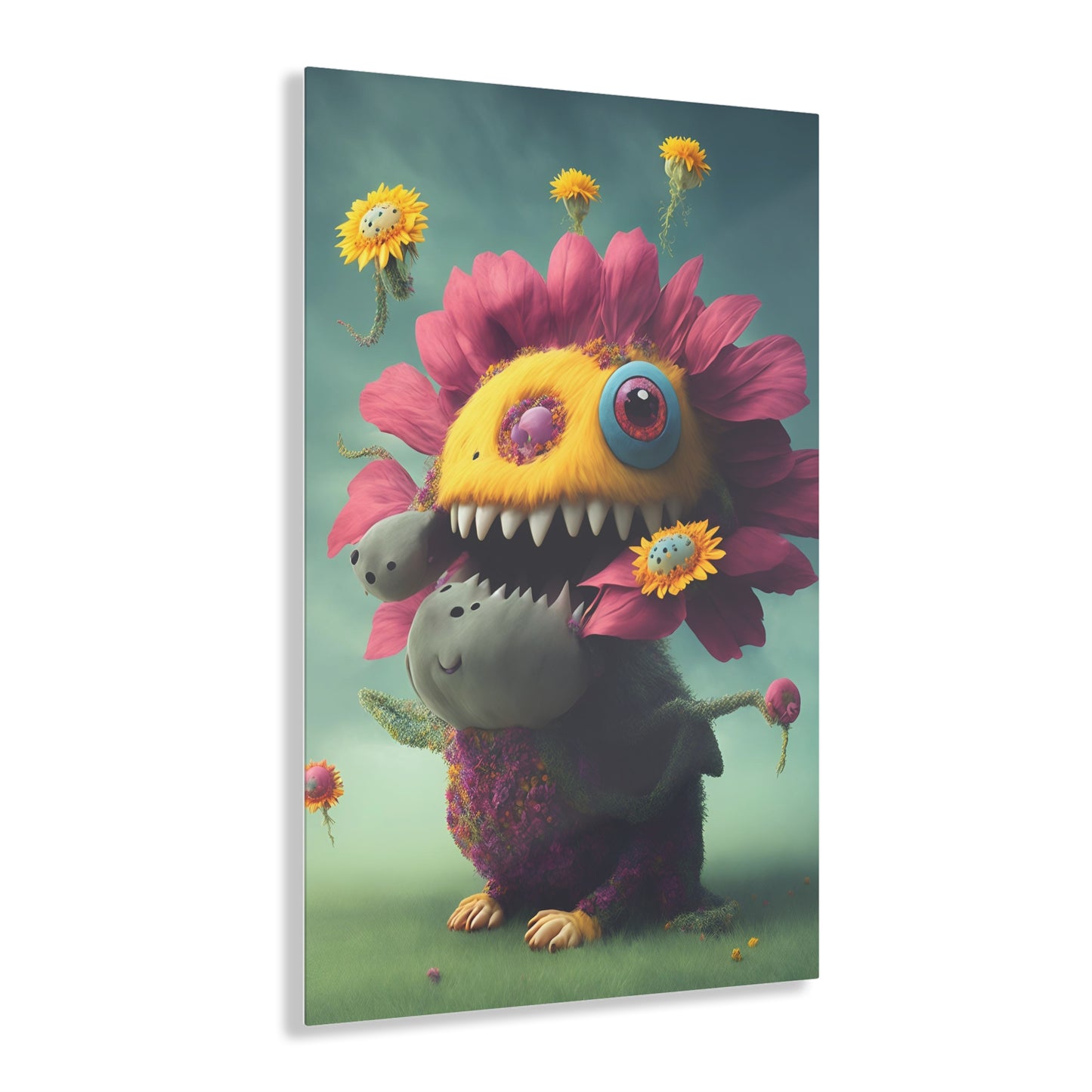 Monster Flower Art Panels for the kids room acrylic wall Art for the playroom or collectable monsters art 3/10