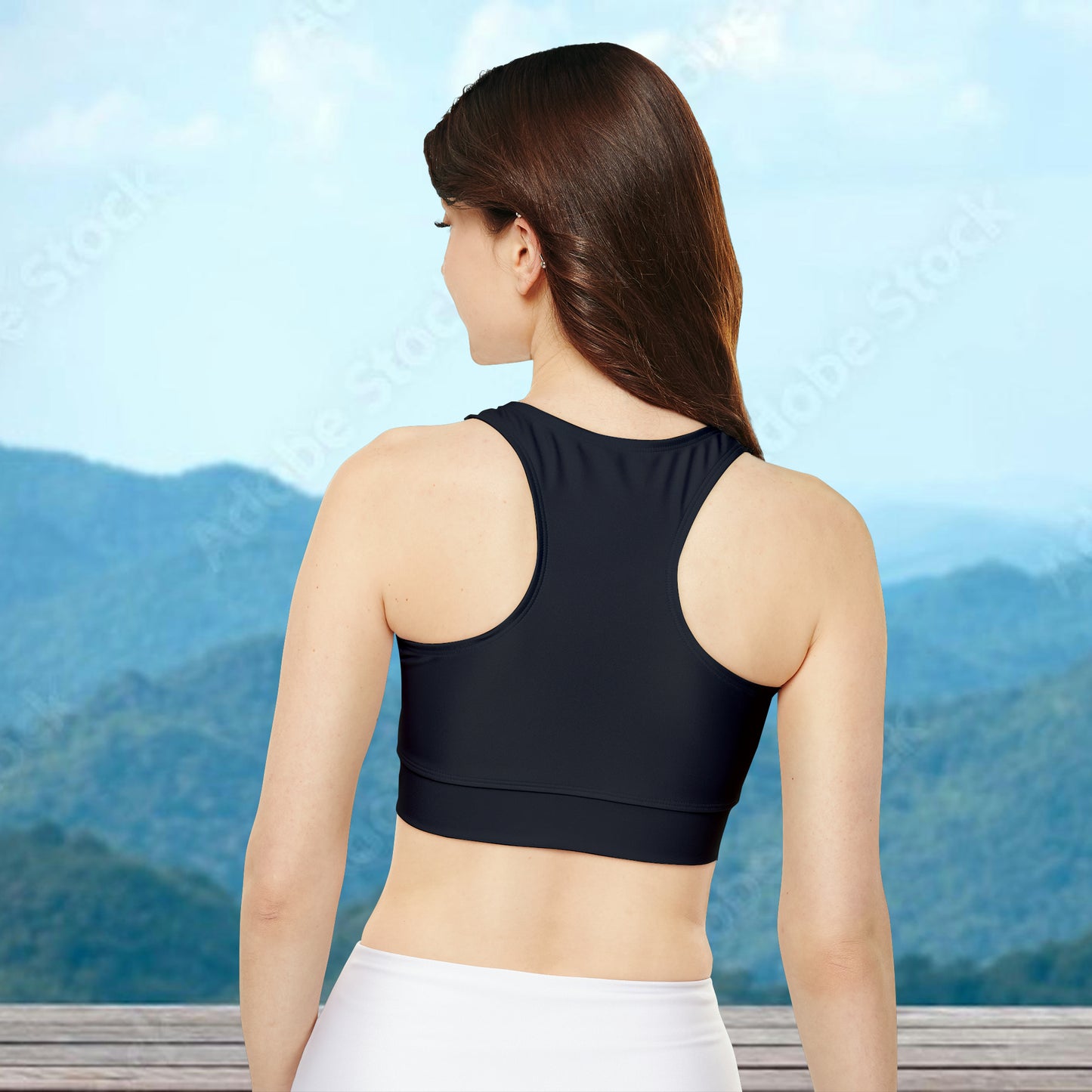 Chinese Powerful sports bra mandala sun and Fully Lined Padded Sports Bra for working out and yoga top with the chinese symbol for powerful