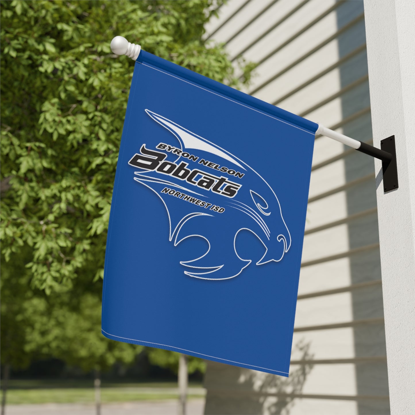 Byron Nelson Bobcats NWISD Flag or Banner two options to show your Keller Charger team spirit available in 2 sizes.