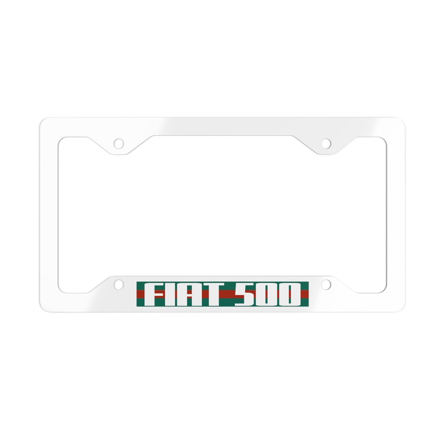 FIAT 500 green and red striped Metal License Plate Frame