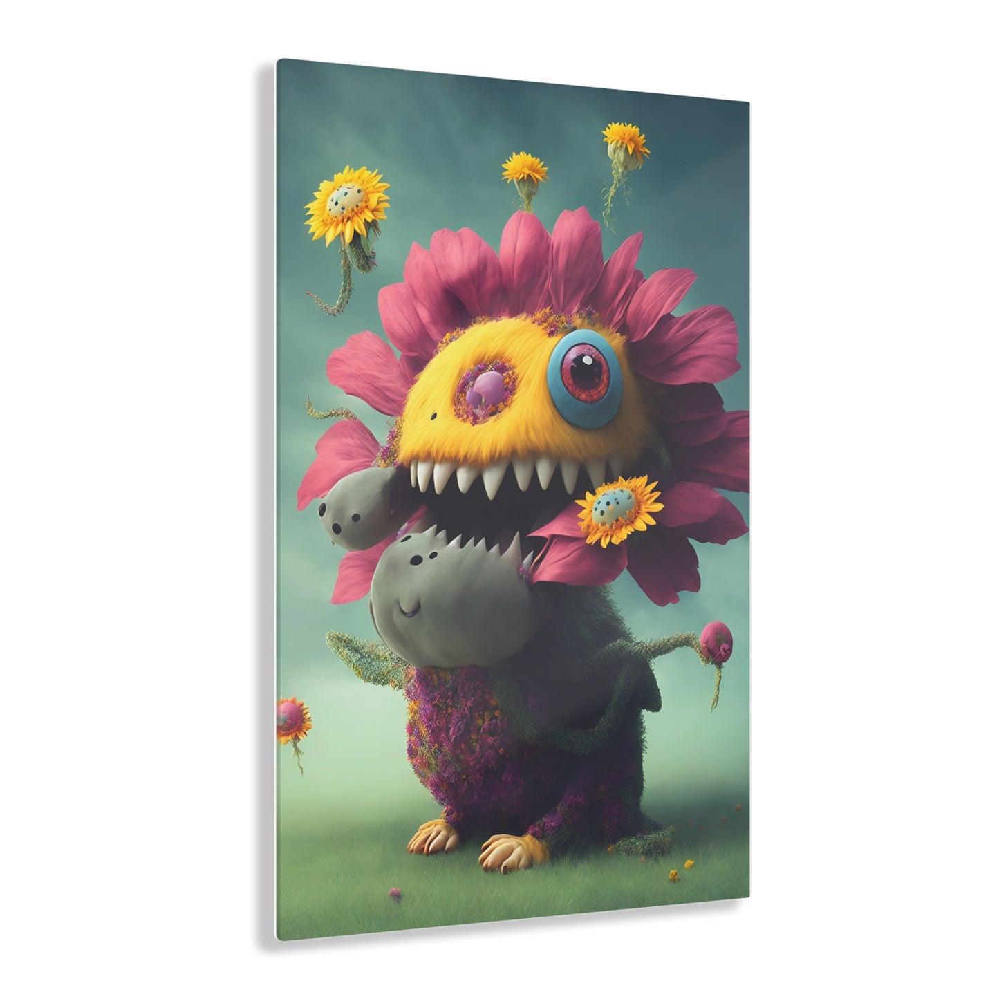 Monster Flower Art Panels for the kids room acrylic wall Art for the playroom or collectable monsters art 3/10