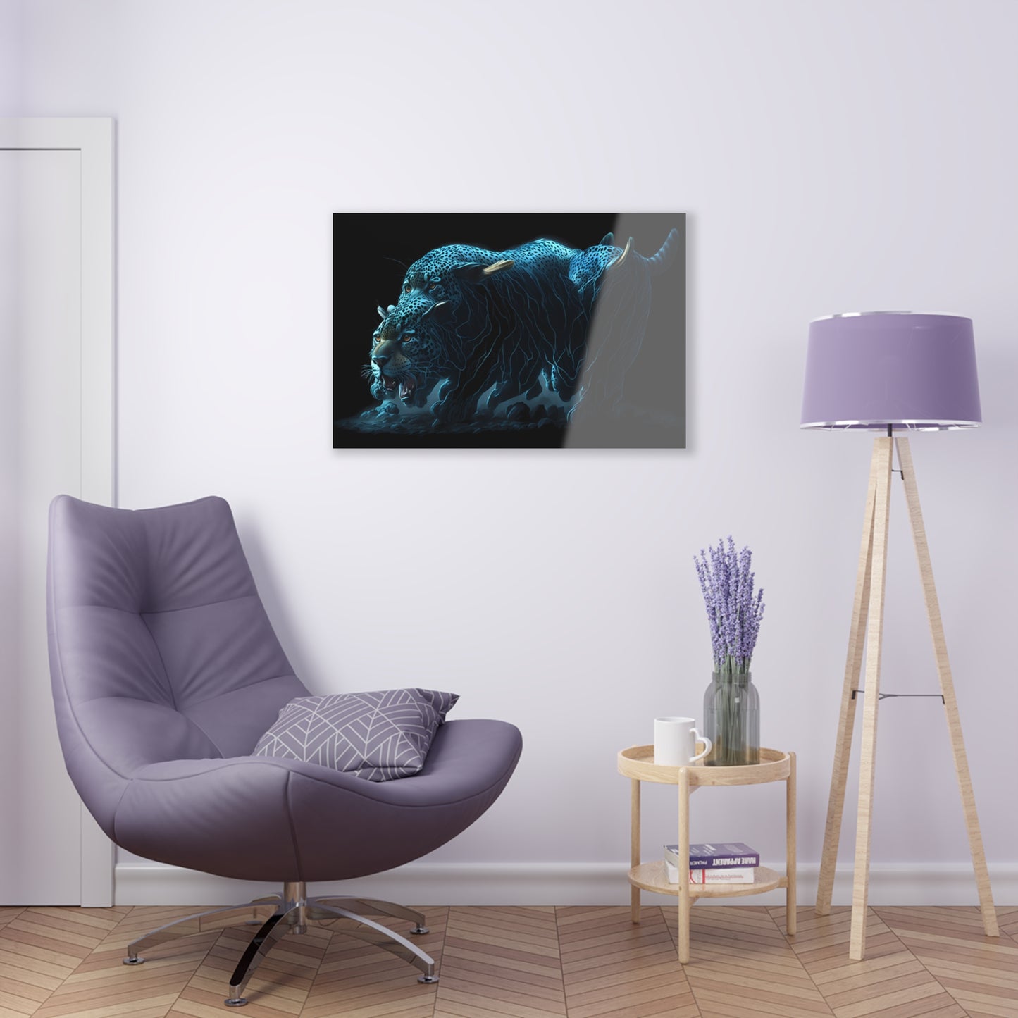 Blue Predators Acrylic Art Jet Black Collection Elegant wall art in the living room bedroom or dinig room office gift for animal lovers v2