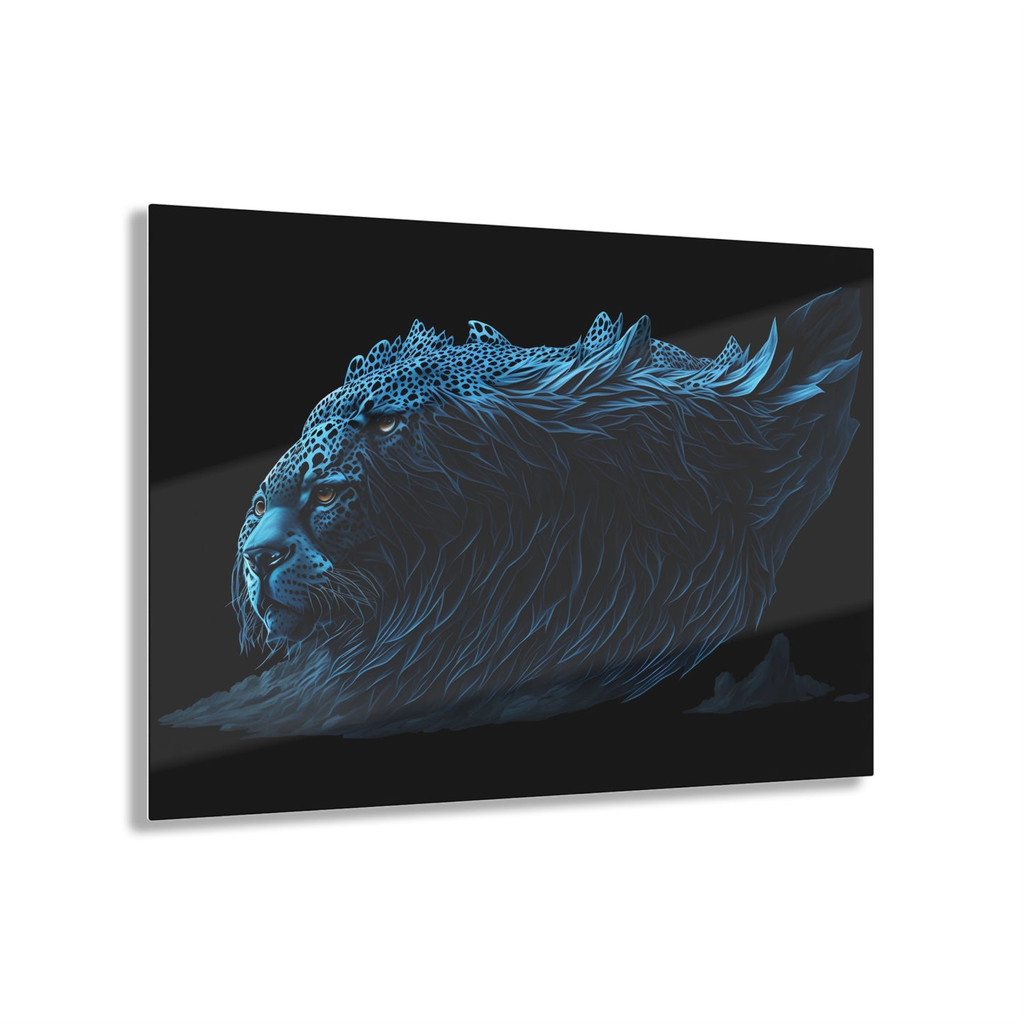 Blue Predators Acrylic Art Jet Black Collection Elegant wall art in the living room bedroom or dinig room office gift for animal lovers v1