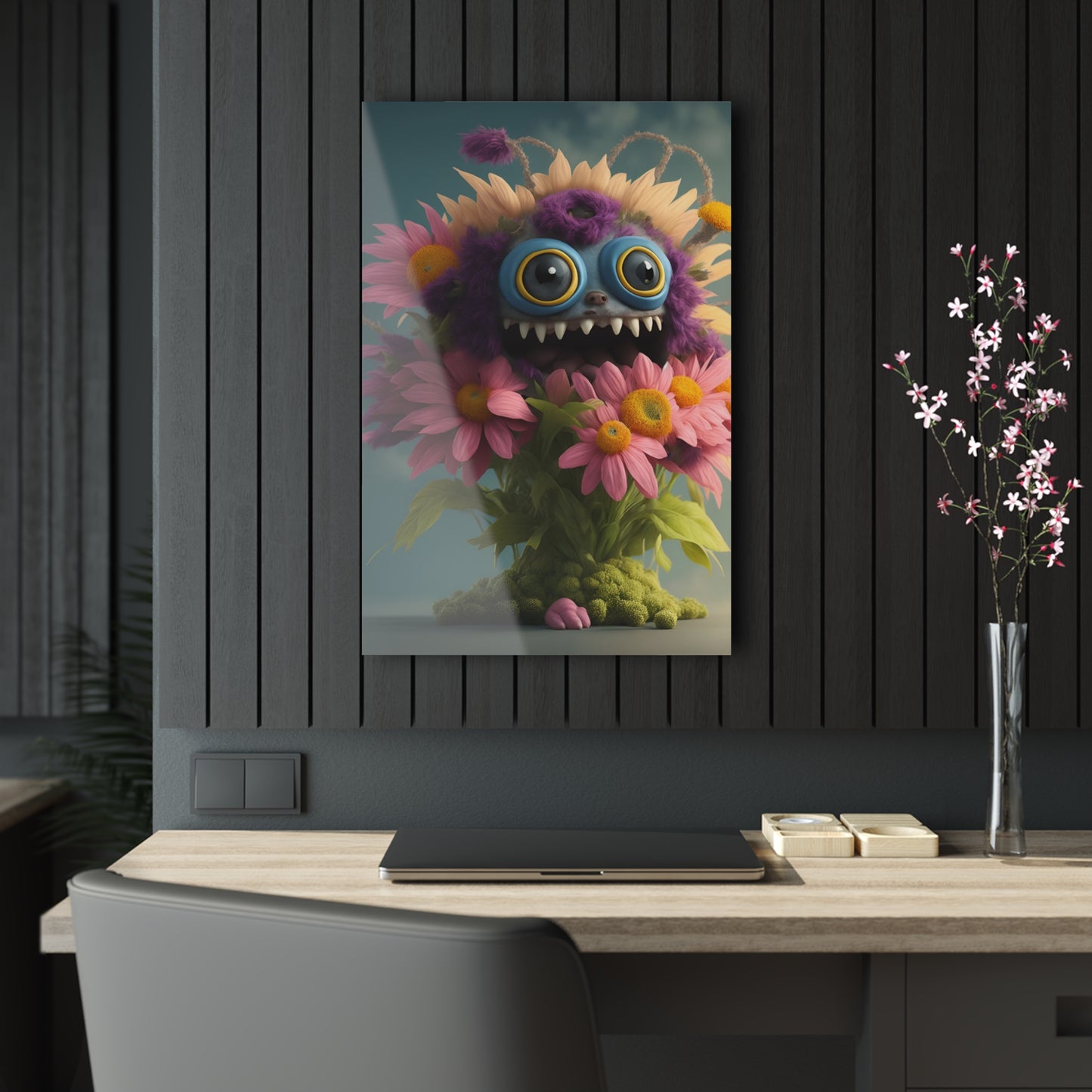 Monster Flower Art Panels for the kids room acrylic wall Art for the playroom or collectable monsters art 2/10