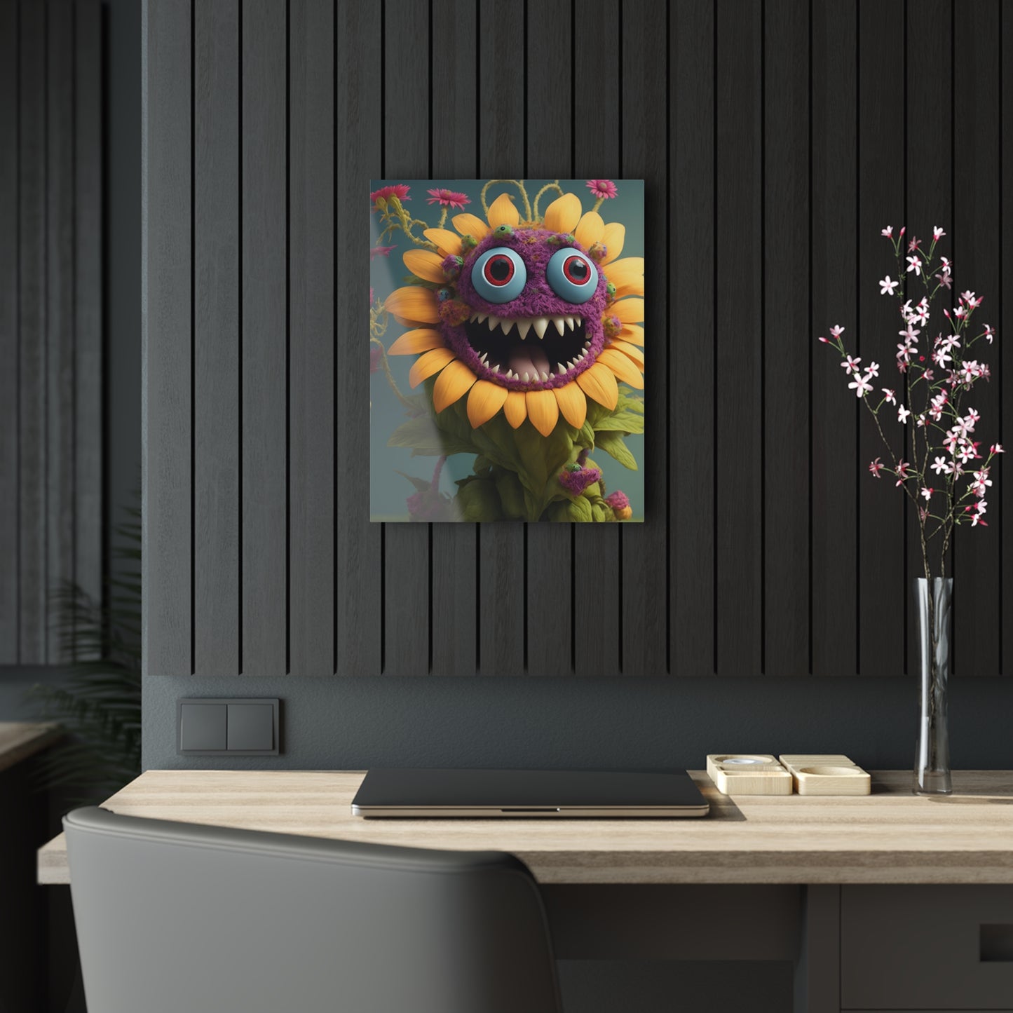 Monster Flower Art Panels for the kids room acrylic wall Art for the playroom or collectable monsters art 1/10