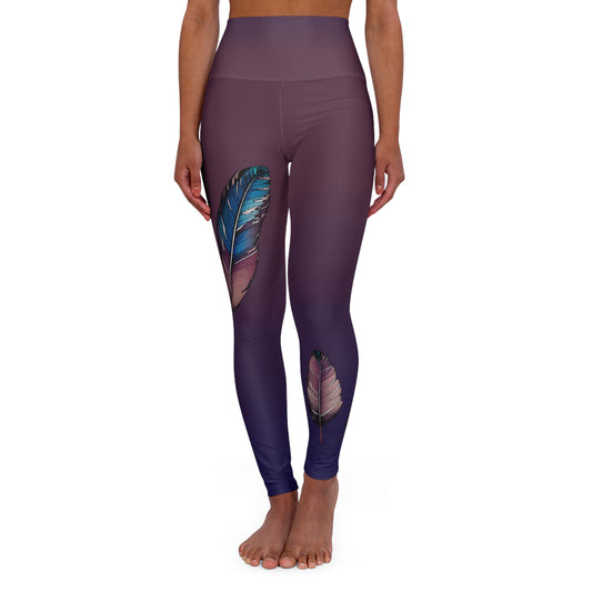 Native feather Yoga Leggings  yoga pants for working out in style with a unique feather design