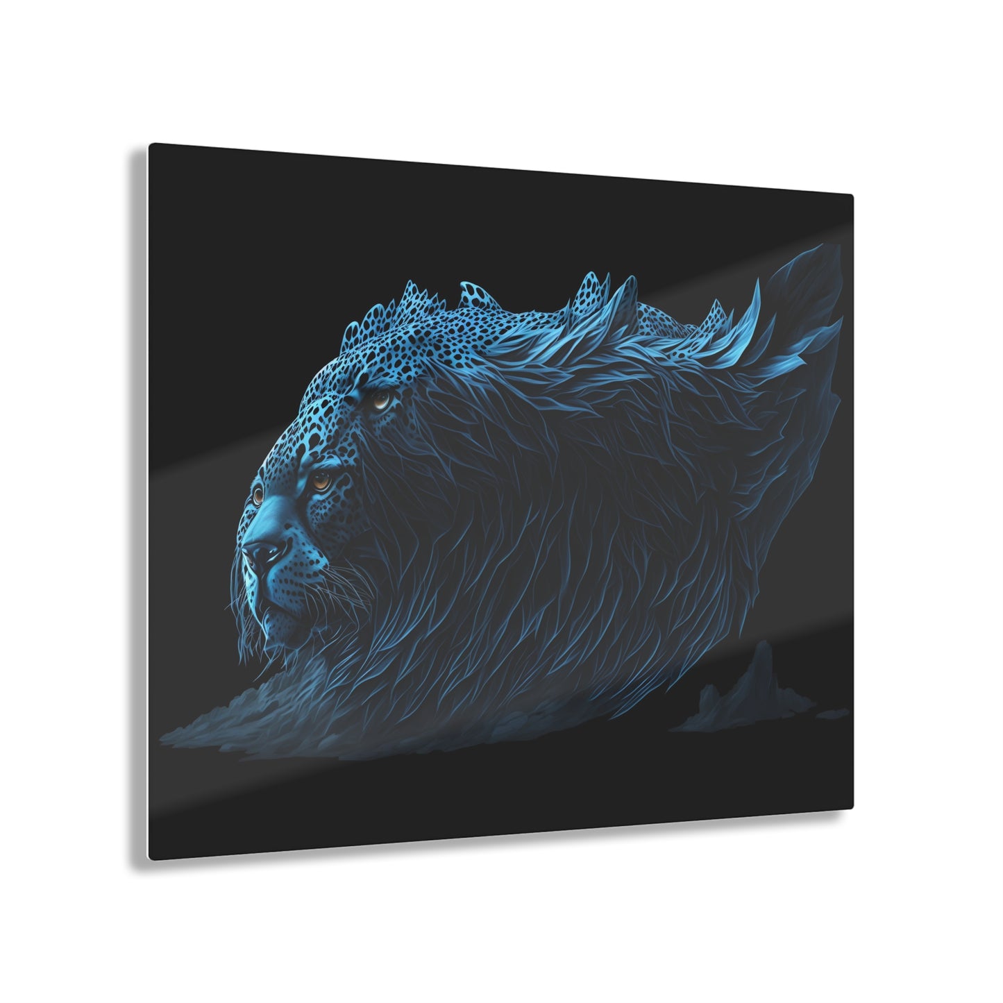 Blue Predators Acrylic Art Jet Black Collection Elegant wall art in the living room bedroom or dinig room office gift for animal lovers v1