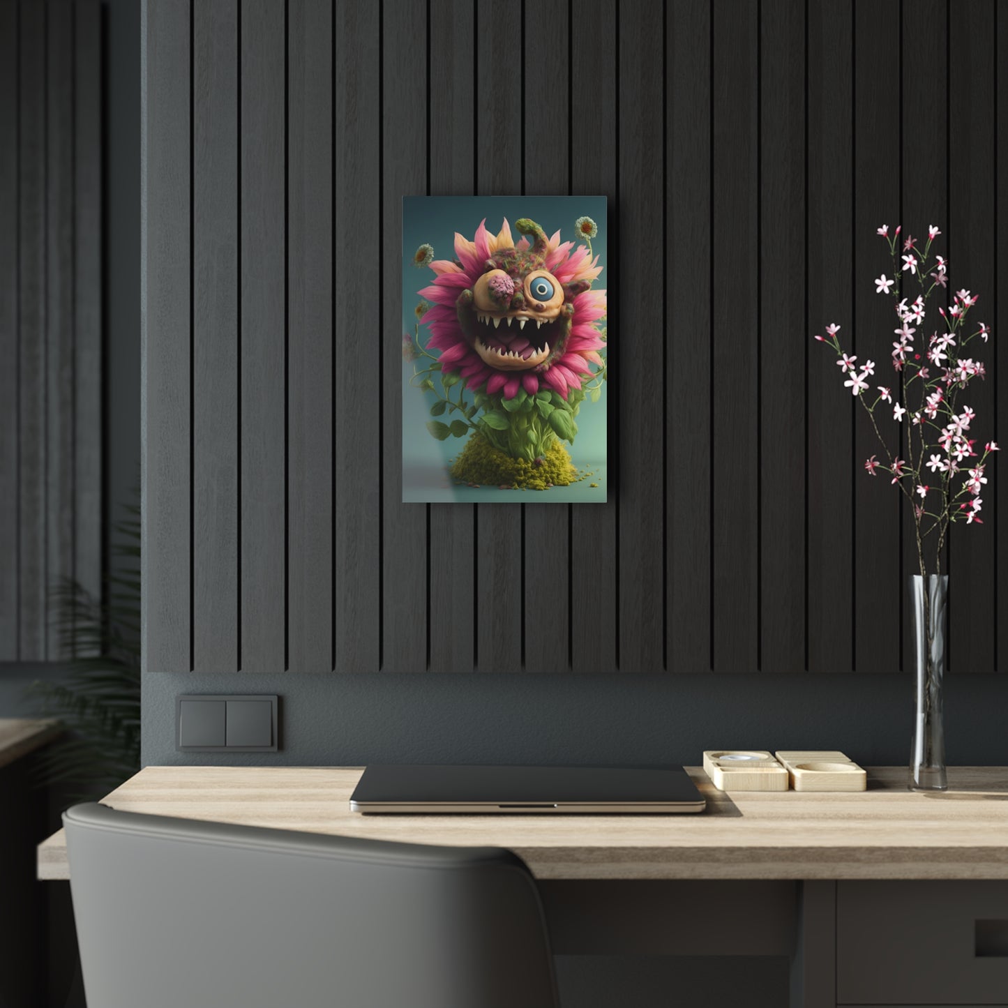 Monster Flower Art Panels for the kids room acrylic wall Art for the playroom or collectable monsters art 7/10