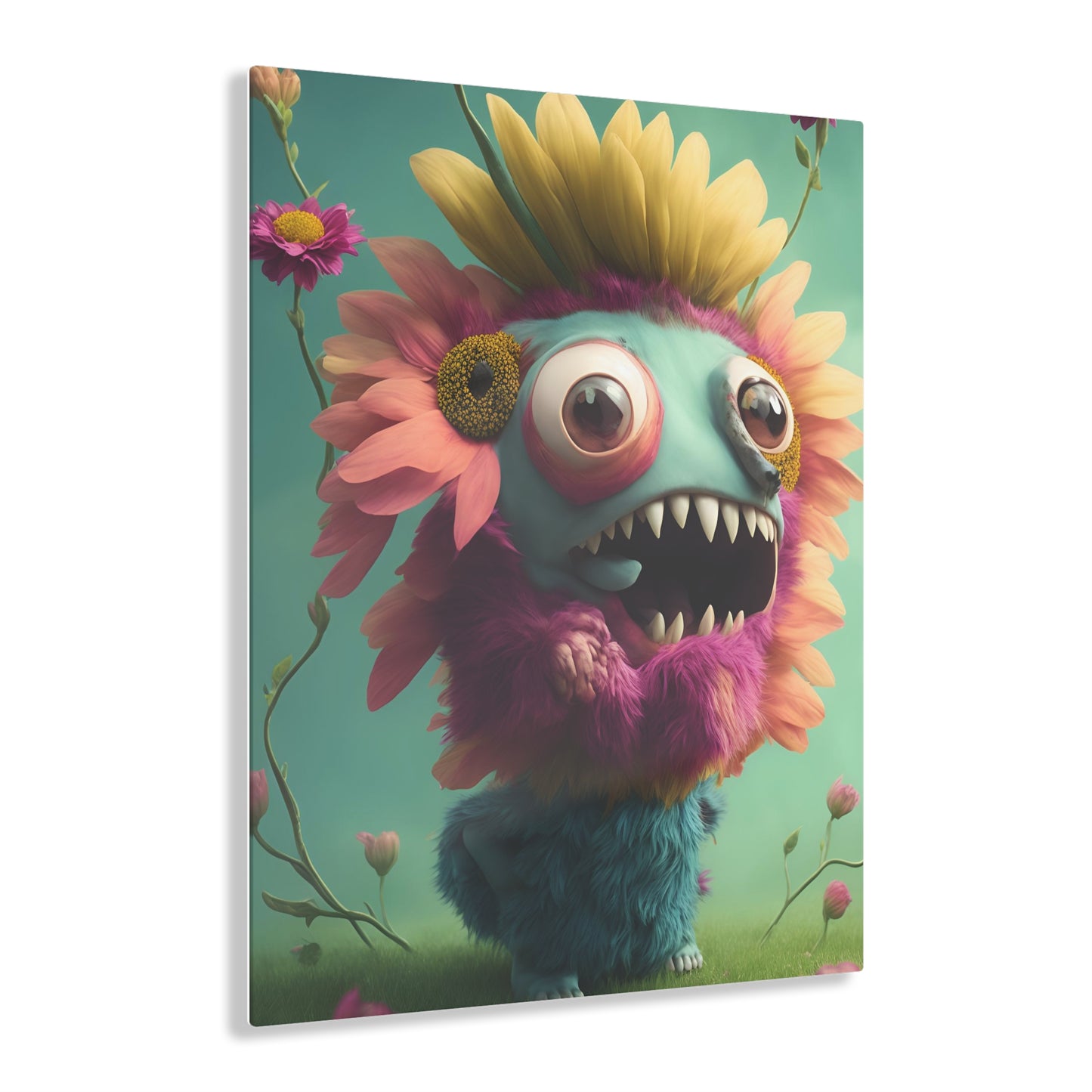 Monster Flower Art Panels for the kids room acrylic wall Art for the playroom or collectable monsters art 5/10