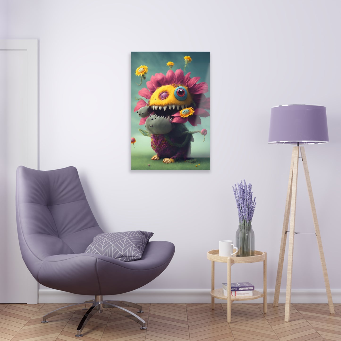 Monster Flower Art Panels for the kids room acrylic wall Art for the playroom or collectable monsters art 3/10