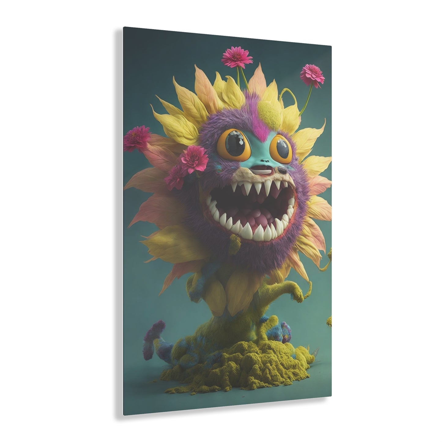 Monster Flower Art Panels for the kids room acrylic wall Art for the playroom or collectable monsters art 10/10