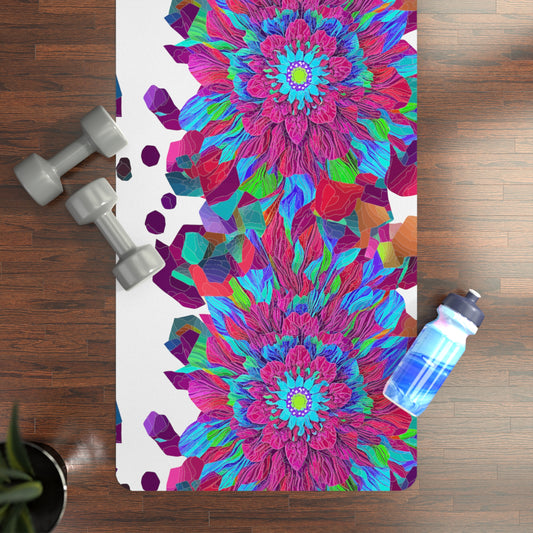 Floral Mandala Yoga Mat ladies in shape proud loving working out yoga mat stretch rubber modern no slip flower pattern colorful