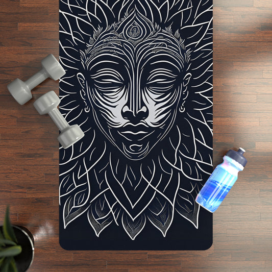 Chinese Powerful Yoga Mat made of rubber with Mandala sun design and Strength in Chinese characters