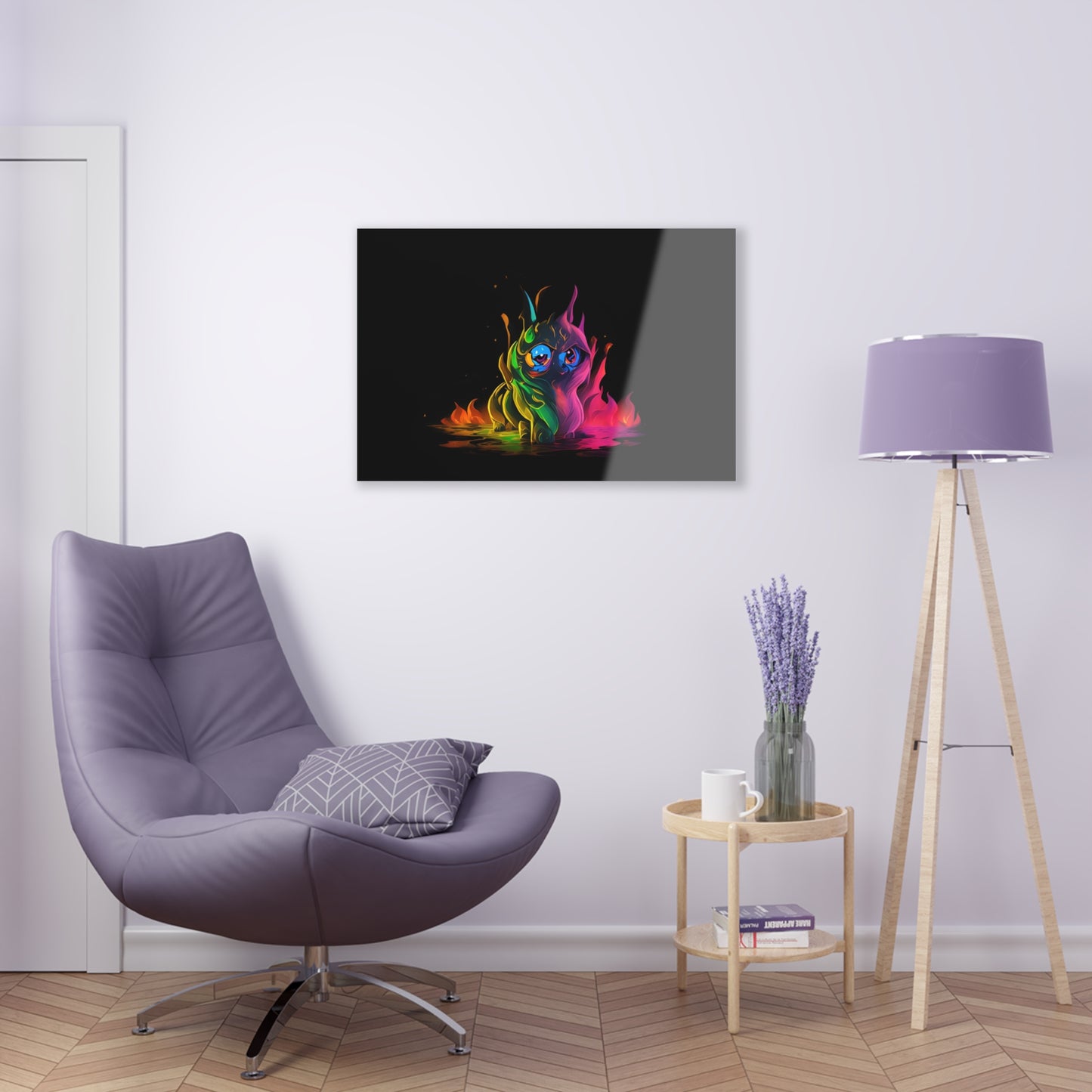 Rainbow Abstracts Art on Jet Black Acrylic Panels for gameroom art gay gift for lgbtq lovers ally femme style art horizontal orientation v1