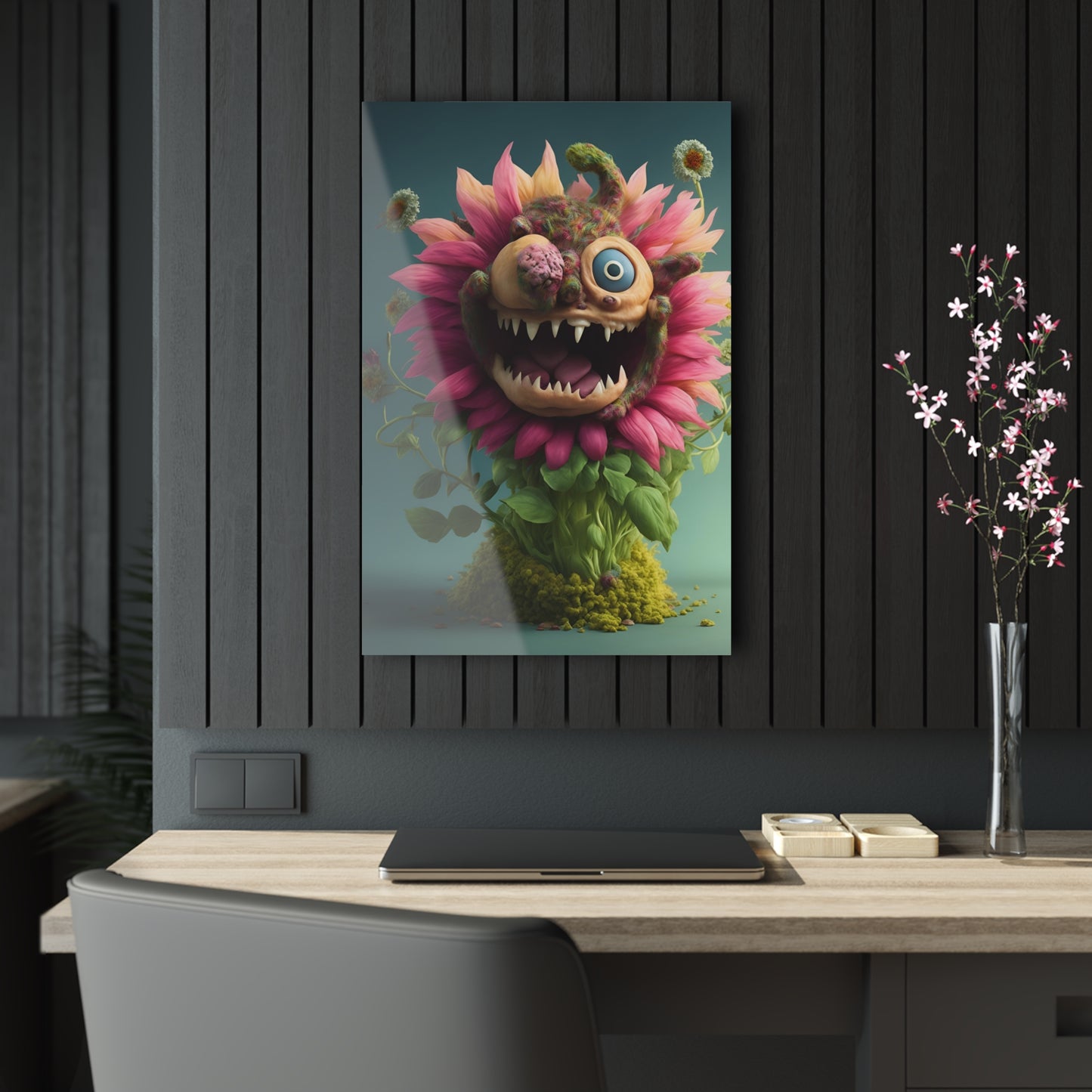 Monster Flower Art Panels for the kids room acrylic wall Art for the playroom or collectable monsters art 7/10