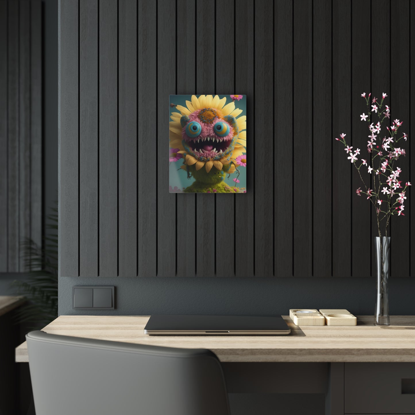 Monster Flower Art Panels for the kids room acrylic wall Art for the playroom or collectable monsters art 4/10