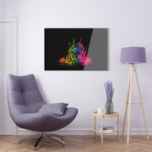 Rainbow Abstracts Art on Jet Black Acrylic Panels for gameroom art gay gift for lgbtq lovers ally femme style art horizontal orientation v1