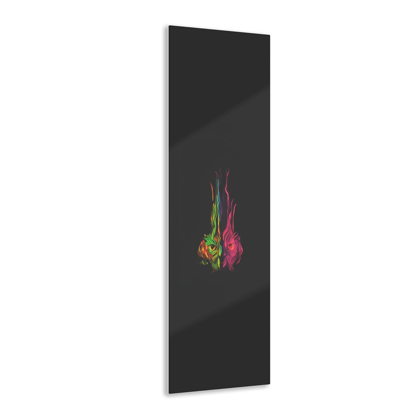 Fire Eyes Rainbow Art on Jet Black Acrylic Panels for gameroom art gay gift for lgbtq lovers ally femme style art vertical orientation v3