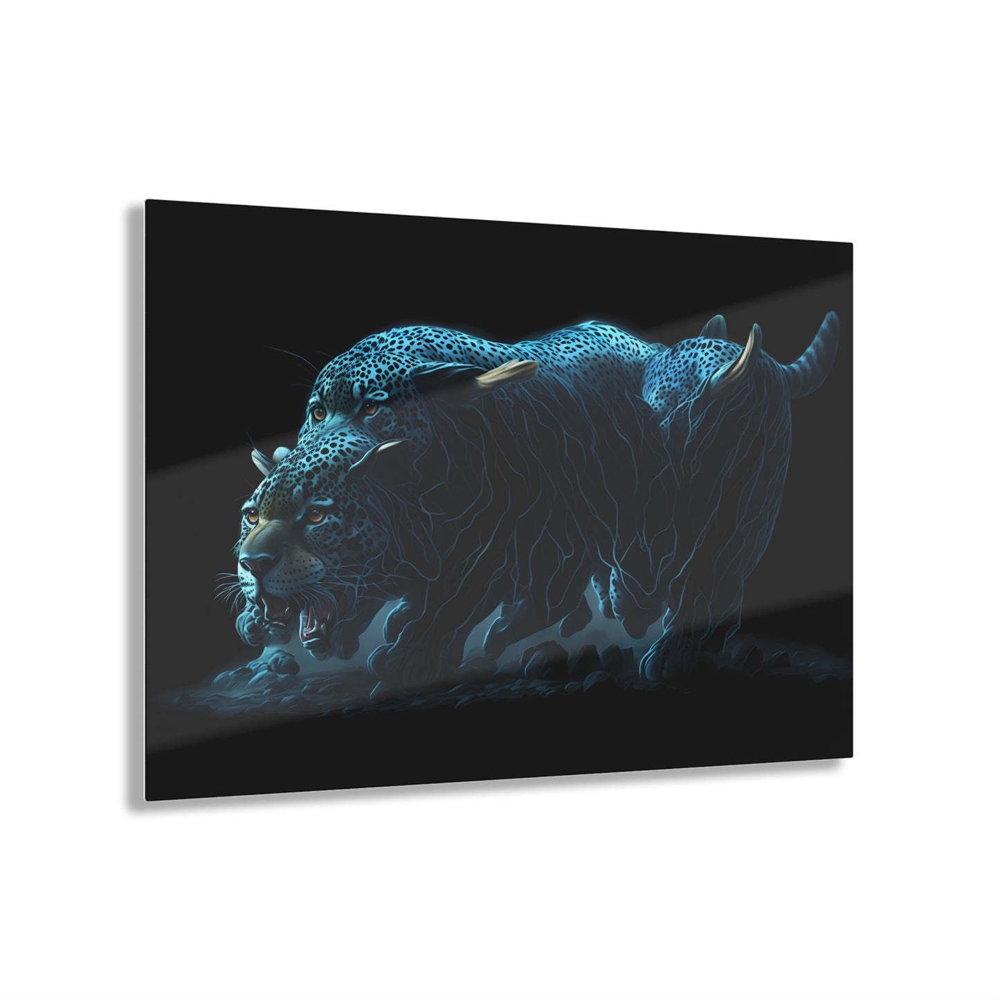 Blue Predators Acrylic Art Jet Black Collection Elegant wall art in the living room bedroom or dinig room office gift for animal lovers v2