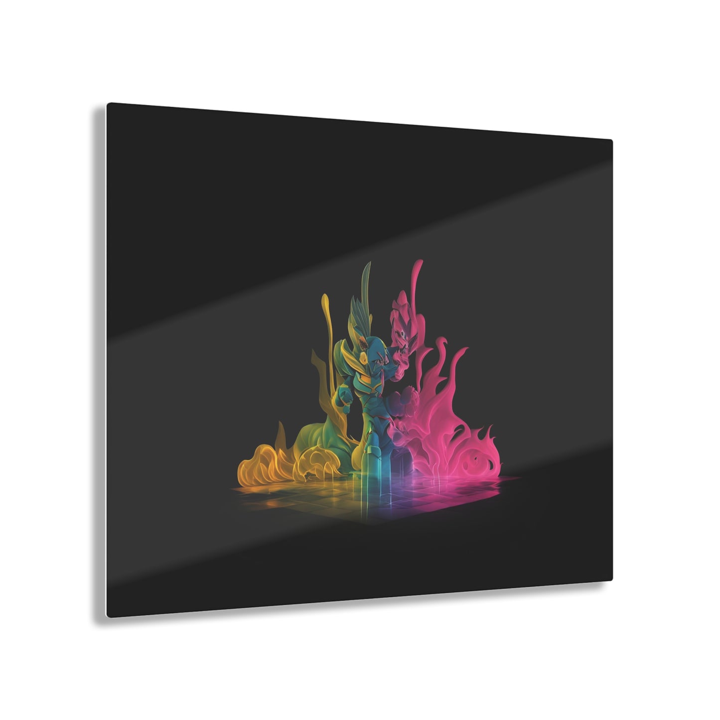 Rainbow Abstracts Art on Jet Black Acrylic Panels for gameroom art gay gift for lgbtq lovers ally femme style art horizontal orientaion v3