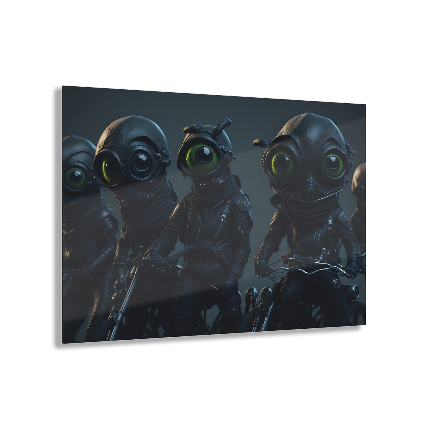 Alien Bikers Acrylic Wall Art Panels for Out of This World Decor for the gameoom bar garage or a gift v4 The Area 51 Riders