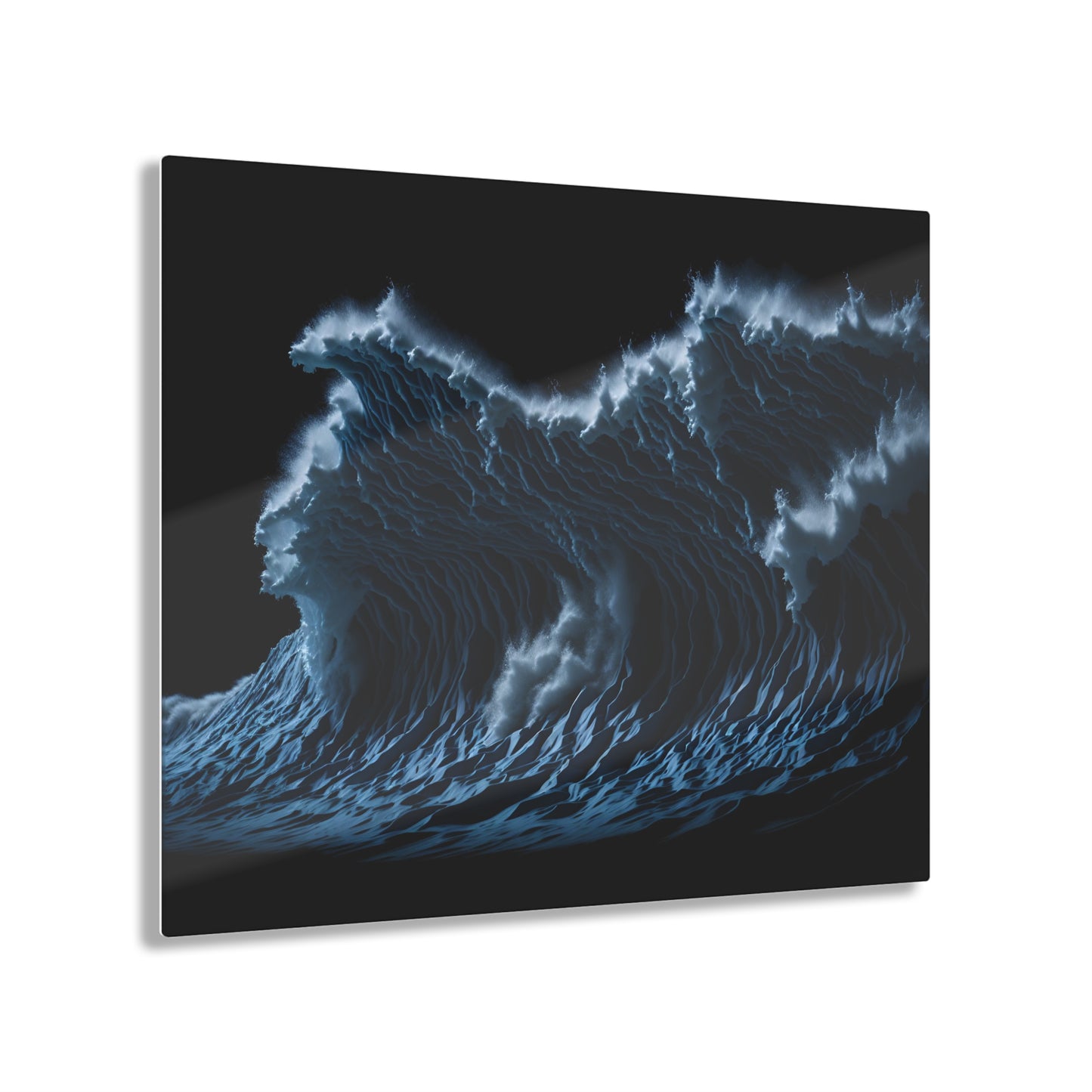 Powerful Waves Acrylic Art Jet Black Collection Elegant wall art in the living room bedroom or dinig room office gift for water lovers v1