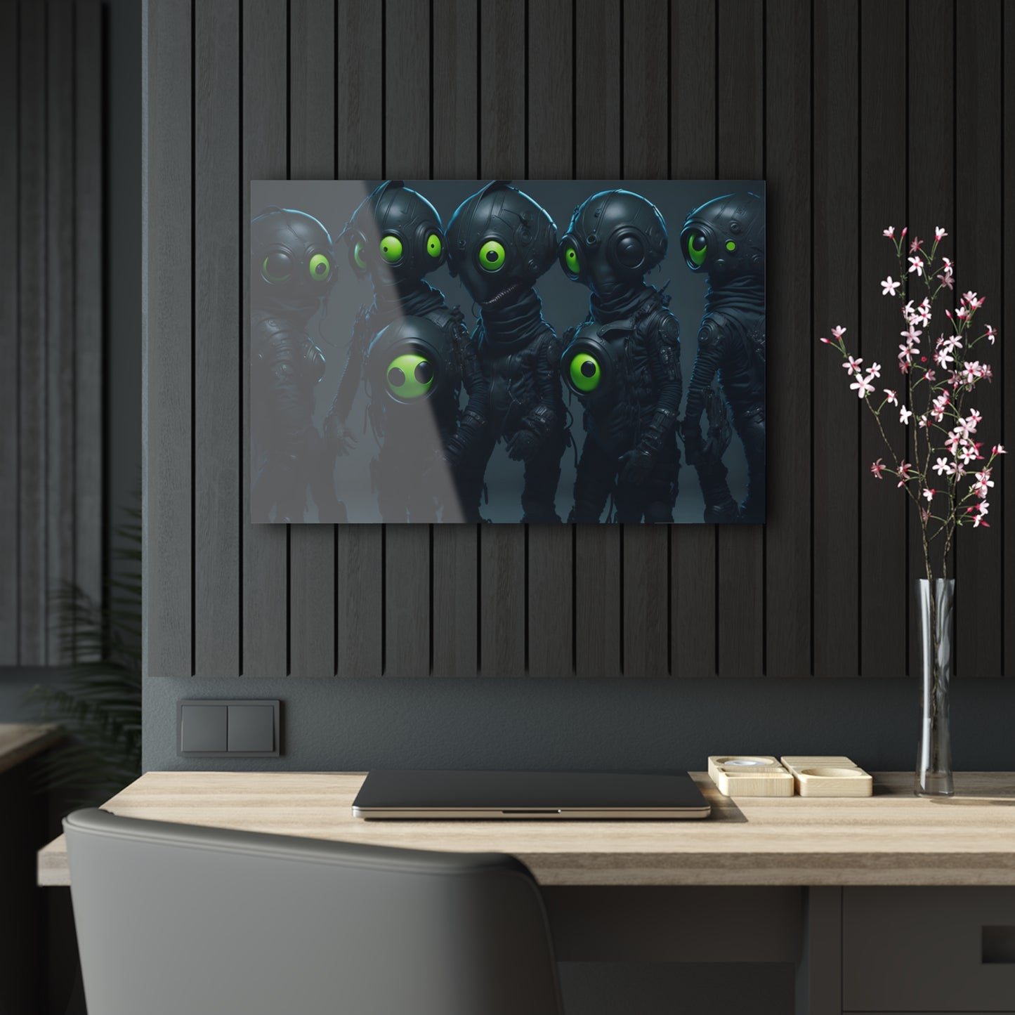 Alien Bikers Acrylic Wall Art Panels for Out of This World Decor for the gameoom bar garage or a gift v1 The Intergalactic Road Warriors