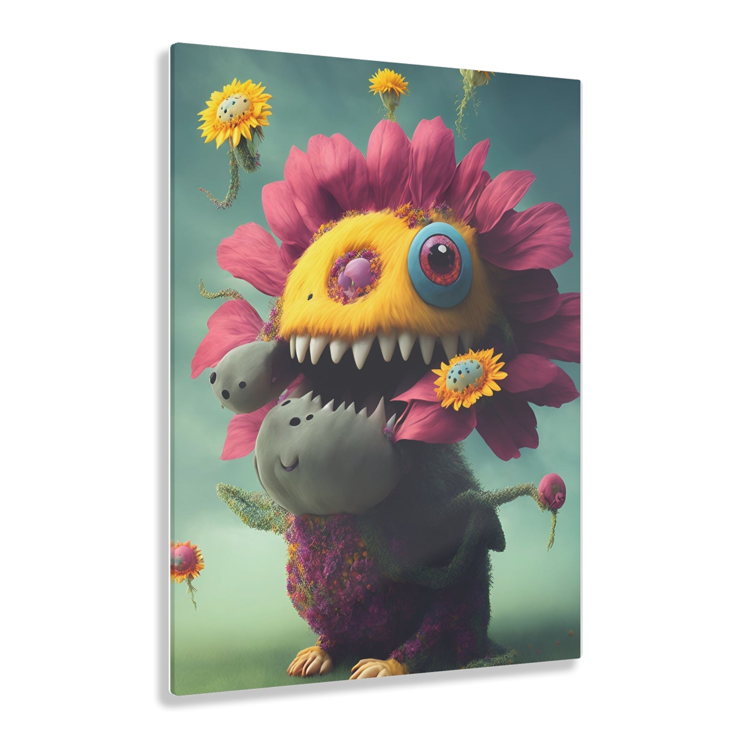 Monster Flower Art Panels for the kids room acrylic wall Art for the playroom or collectable monsters art 3/10