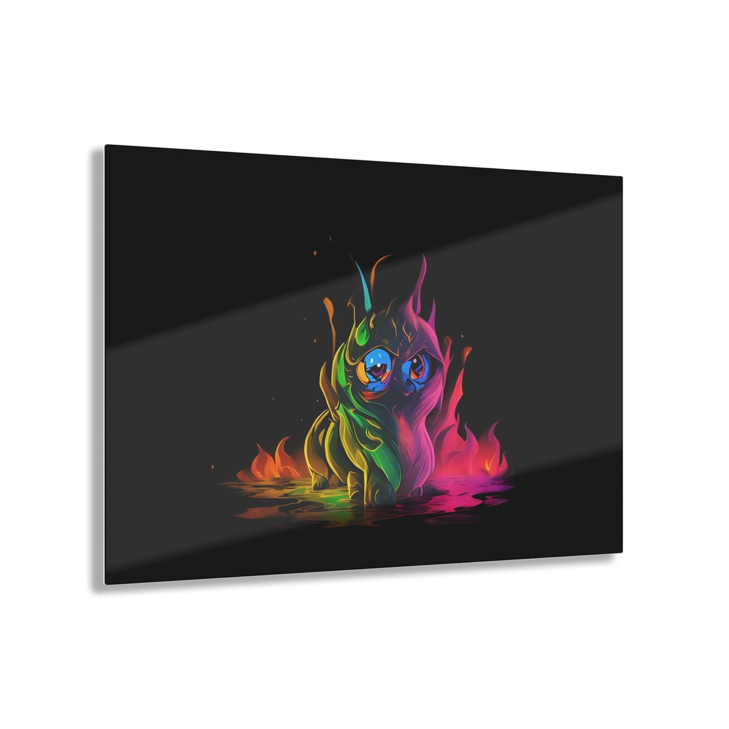 Rainbow Abstracts Art on Jet Black Acrylic Panels for gameroom art gay gift for lgbtq lovers ally femme style art horizontal orientation v1