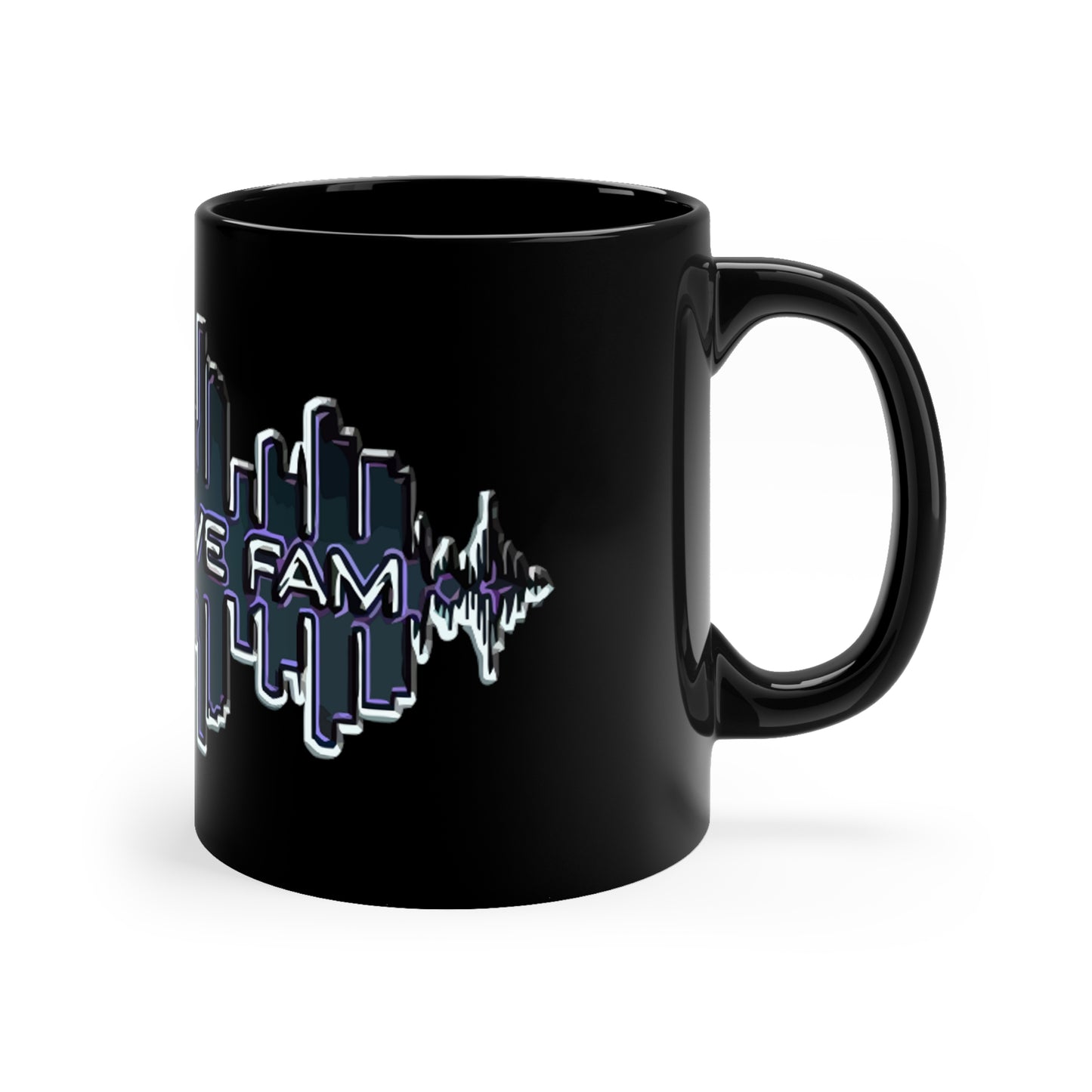 DFW Rave Fam 11oz Black Mug for Big Head Productions