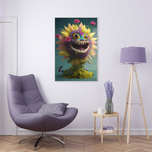 Monster Flower Art Panels for the kids room acrylic wall Art for the playroom or collectable monsters art 10/10