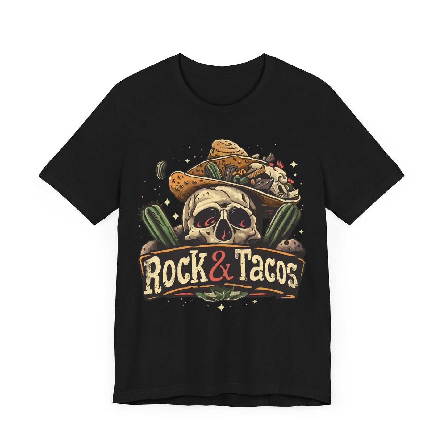 Rock & Tacos by Duane Tyree in NRH Texas Unisex Jersey Short Sleeve Tee