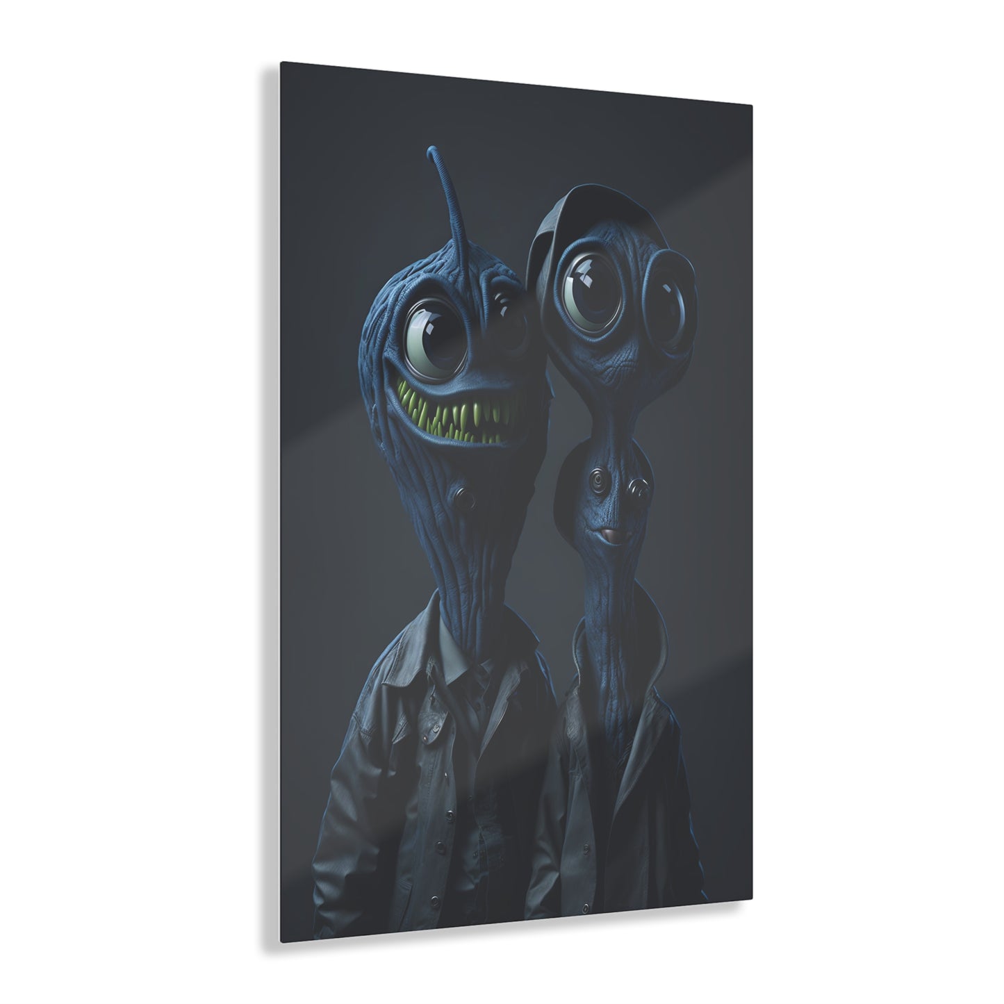 Besties in space Acrylic alien Wall Art Panels for best friends as gifts or for the kids room design v1