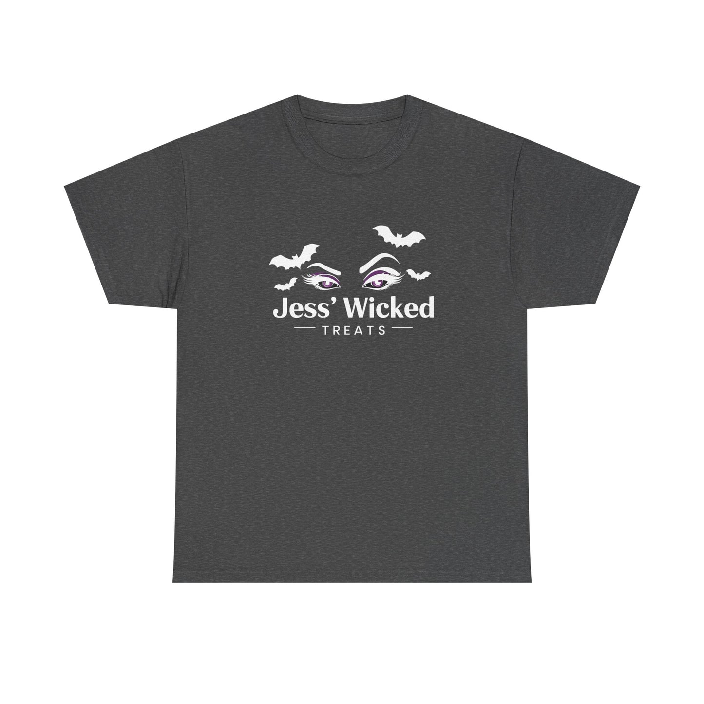 Logo T-Shirt — "Jess' Wicked Treats" Cute Bat & Eye Bakery Tee