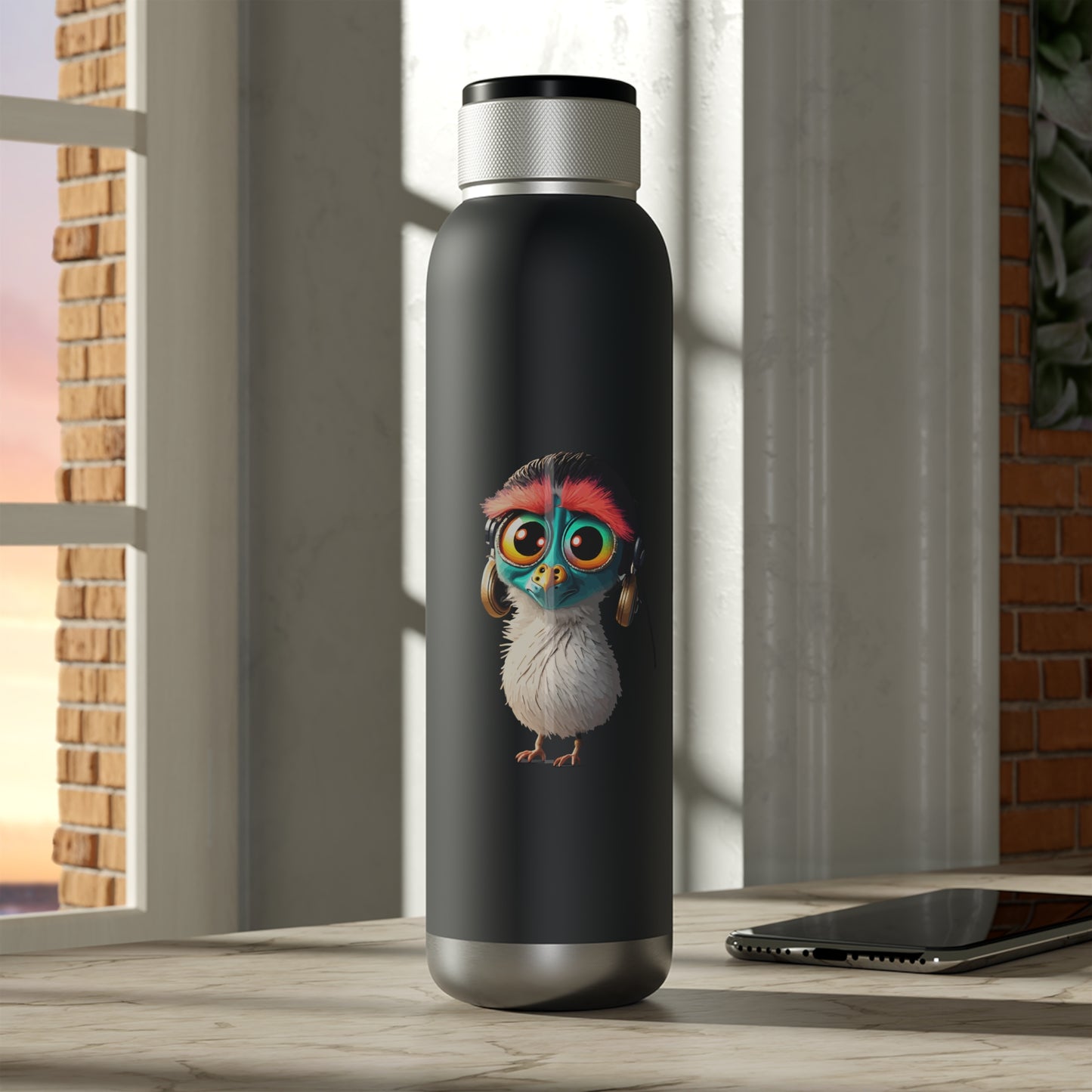 Bird Bluetooth Water Bottle 22oz headphones bird headphones built in bluetooth speaker copper vacuum infused cold drinks music lcd lights