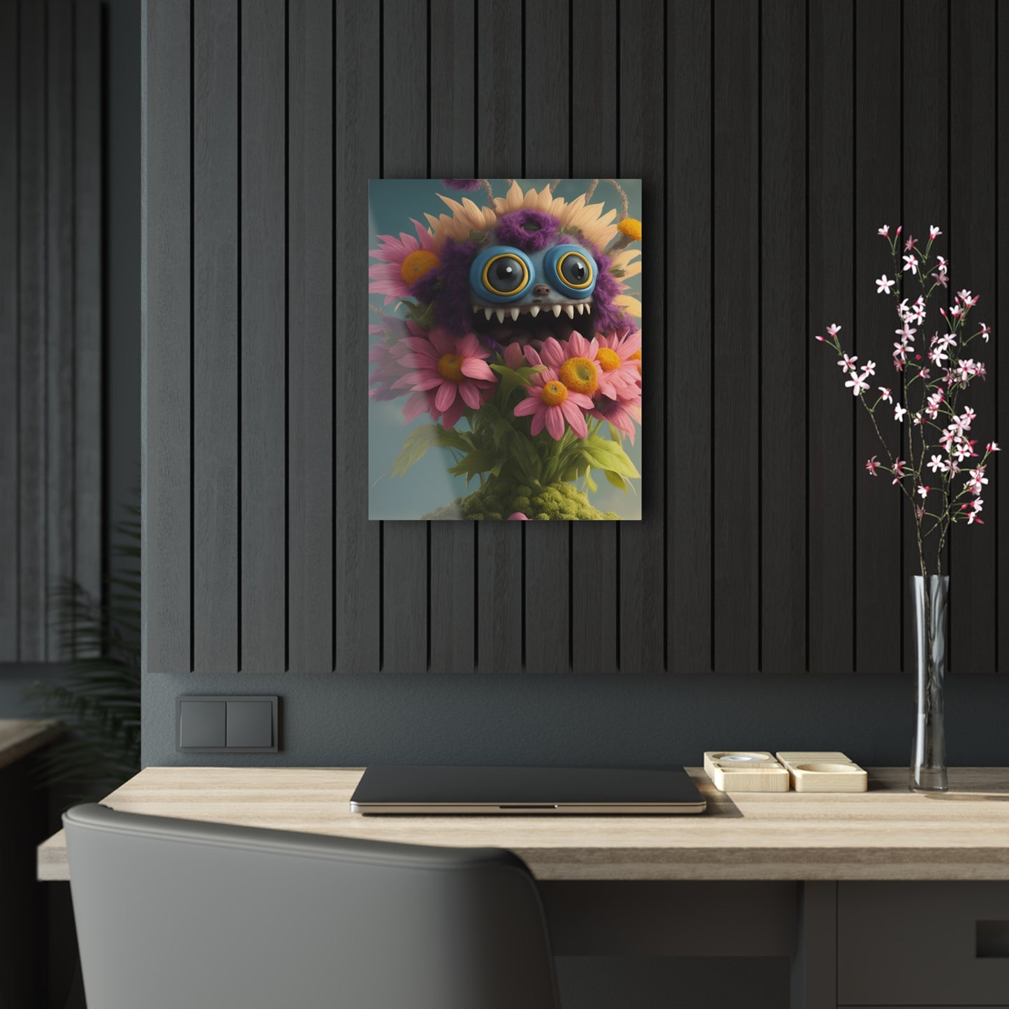 Monster Flower Art Panels for the kids room acrylic wall Art for the playroom or collectable monsters art 2/10