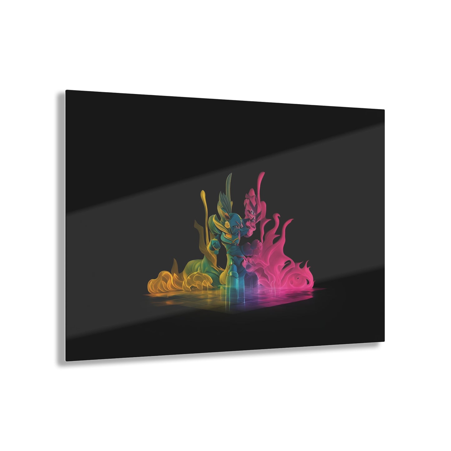 Rainbow Abstracts Art on Jet Black Acrylic Panels for gameroom art gay gift for lgbtq lovers ally femme style art horizontal orientaion v3