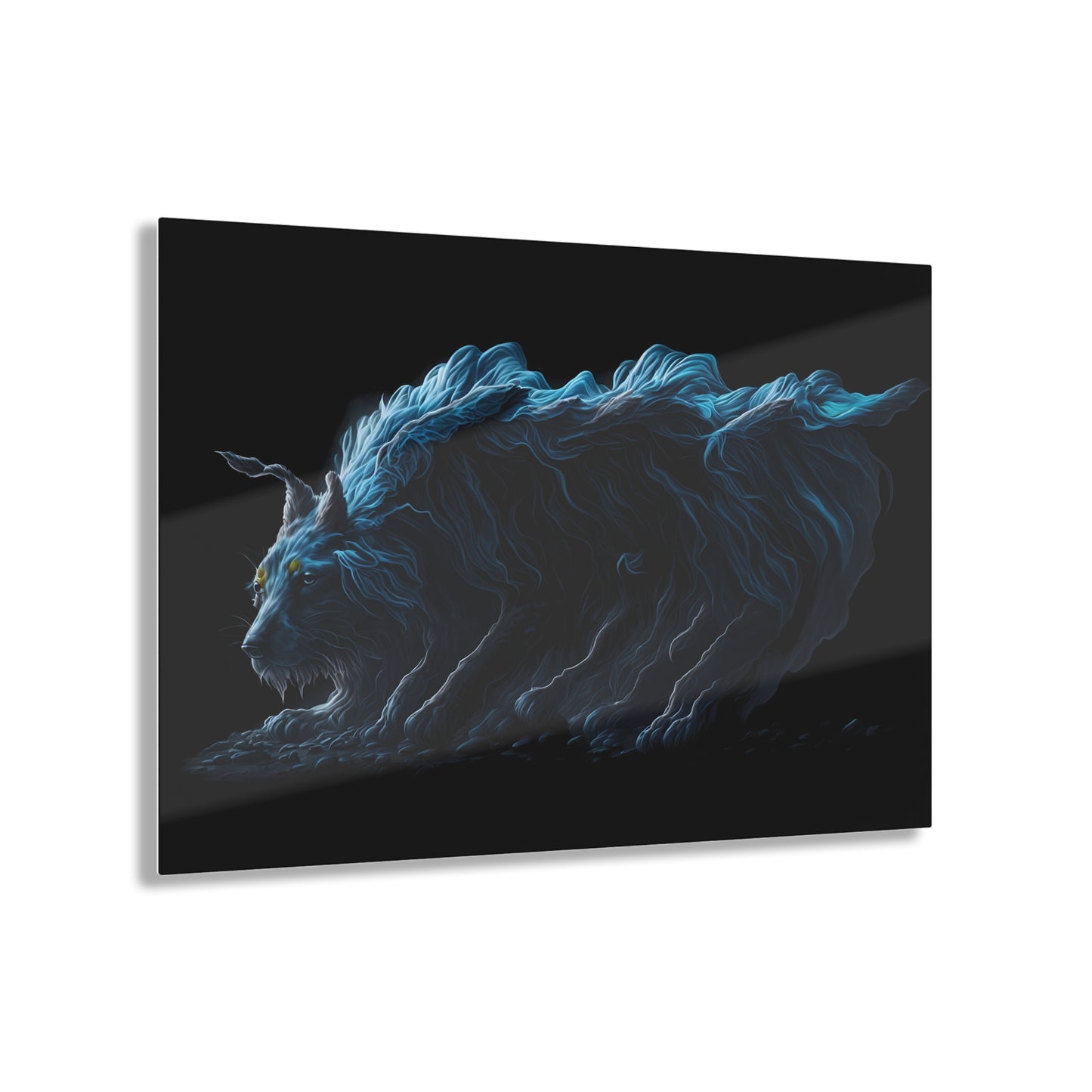 Blue Predators Acrylic Art Jet Black Collection Elegant wall art in the living room bedroom or dinig room office gift for wolf lovers v3