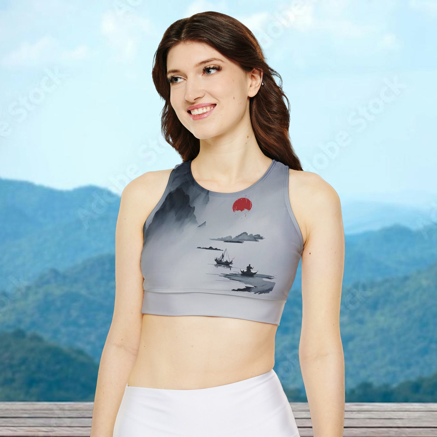 Chinese ink sports bra with Fully Lined Padded Sports Bra for working out and yoga in style