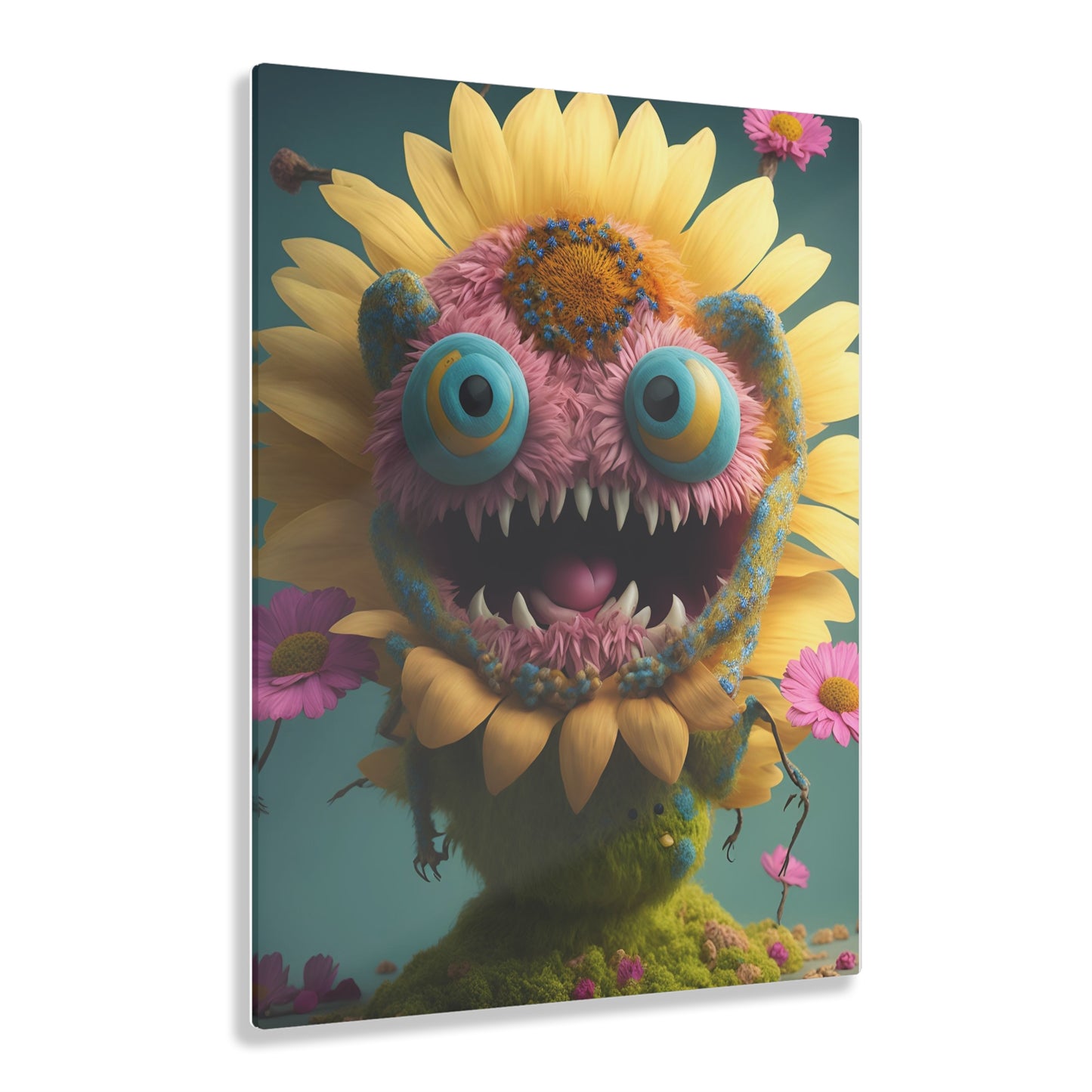 Monster Flower Art Panels for the kids room acrylic wall Art for the playroom or collectable monsters art 4/10