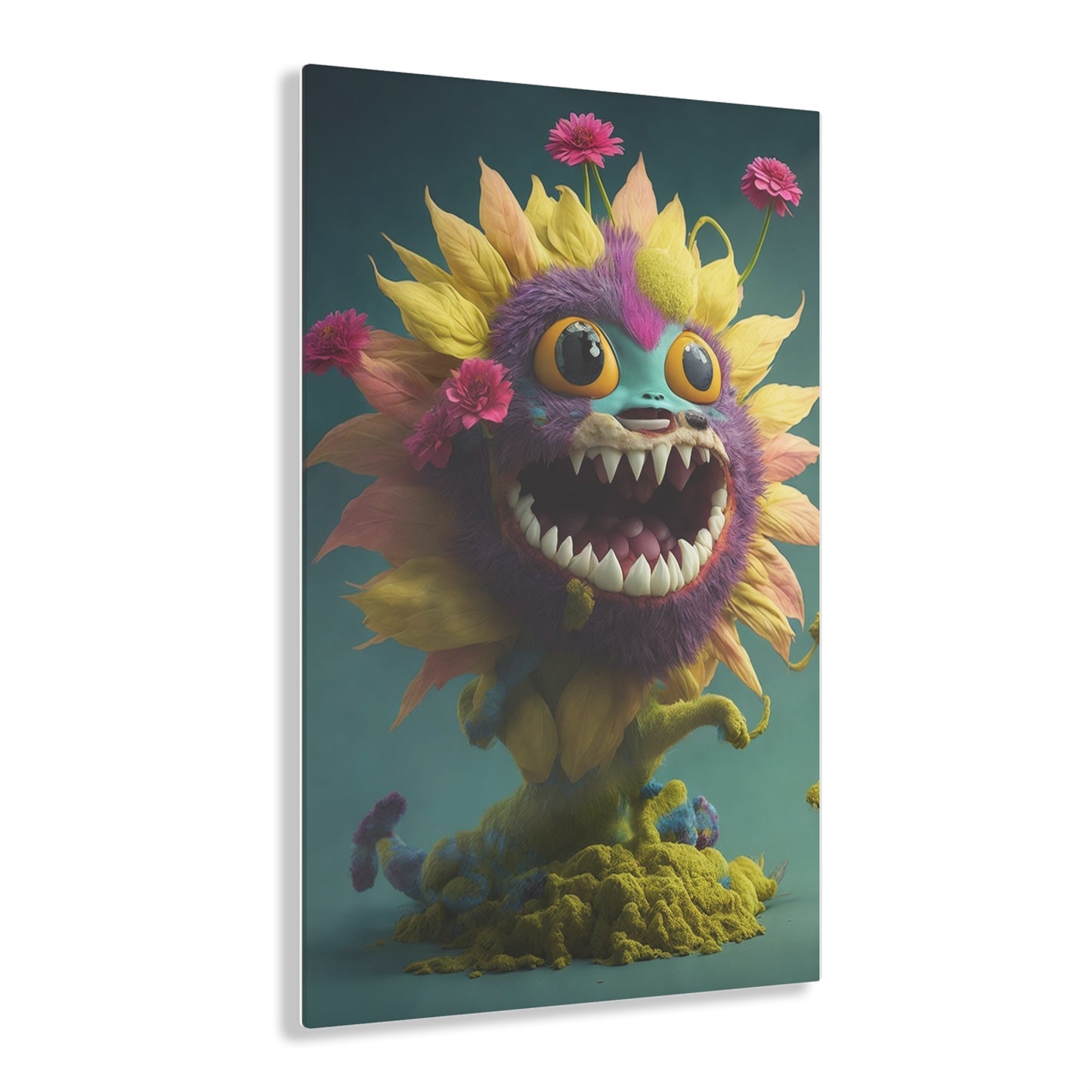 Monster Flower Art Panels for the kids room acrylic wall Art for the playroom or collectable monsters art 10/10