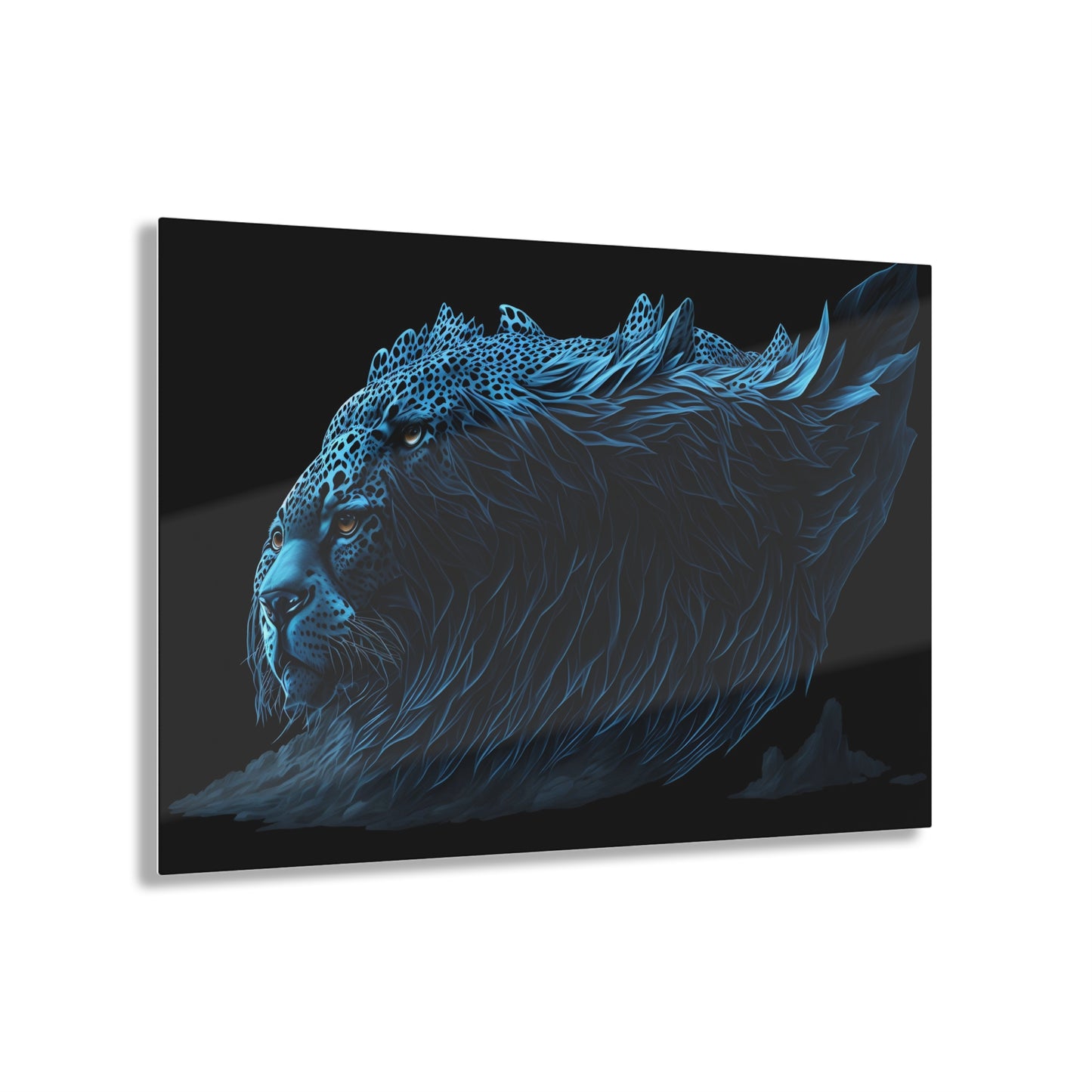 Blue Predators Acrylic Art Jet Black Collection Elegant wall art in the living room bedroom or dinig room office gift for animal lovers v1